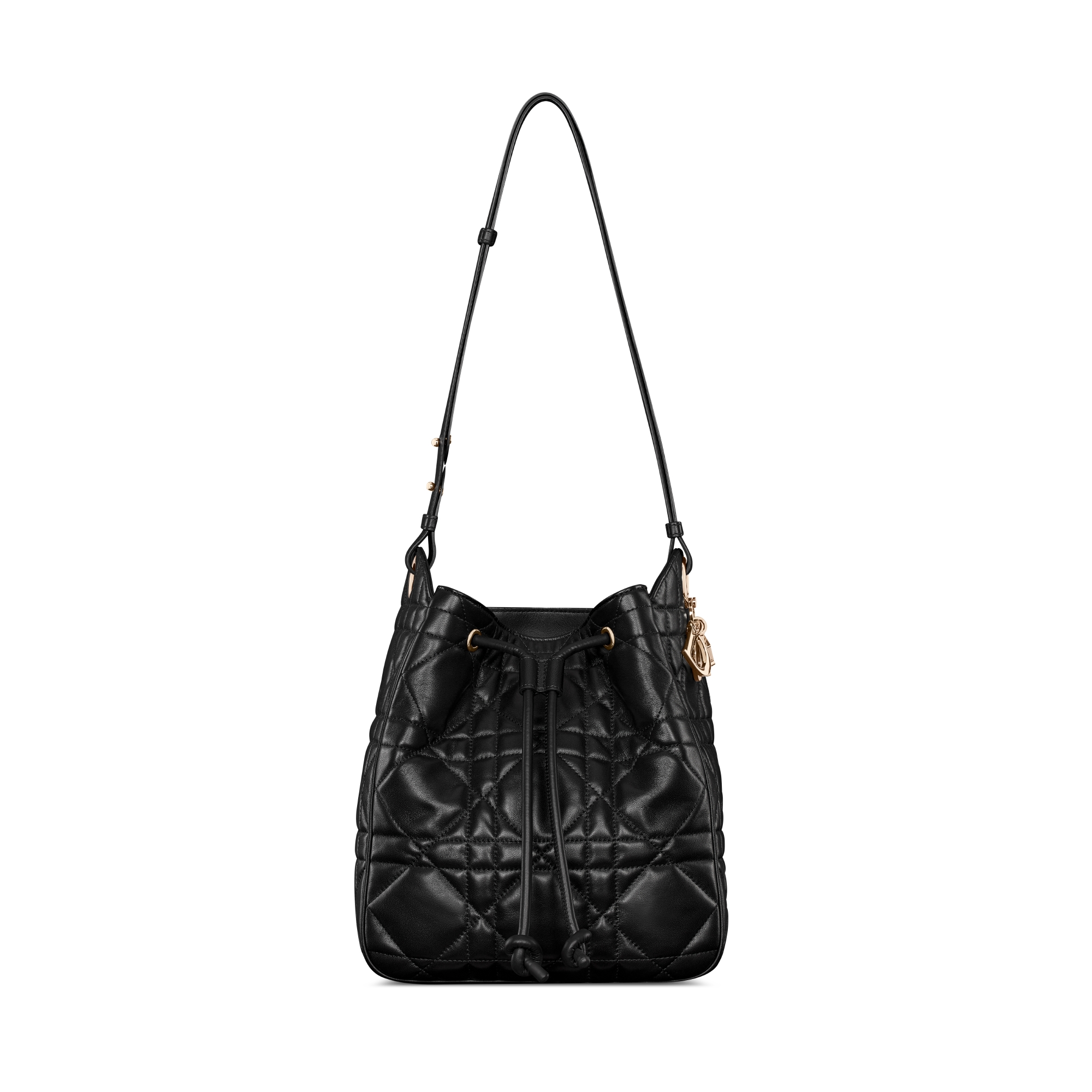Medium D-Motion Bag Black Macrocannage Lambskin E01