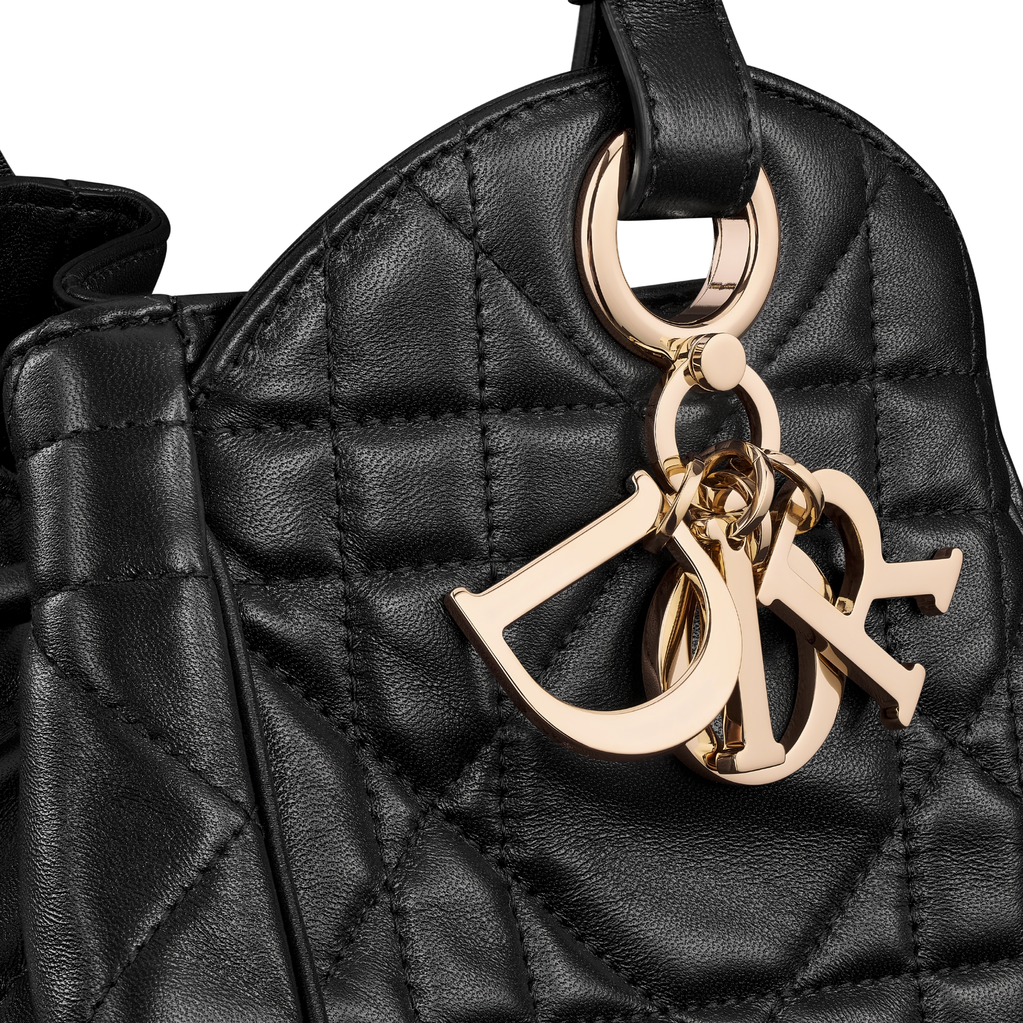 Medium D-Motion Bag Black Macrocannage Lambskin E09