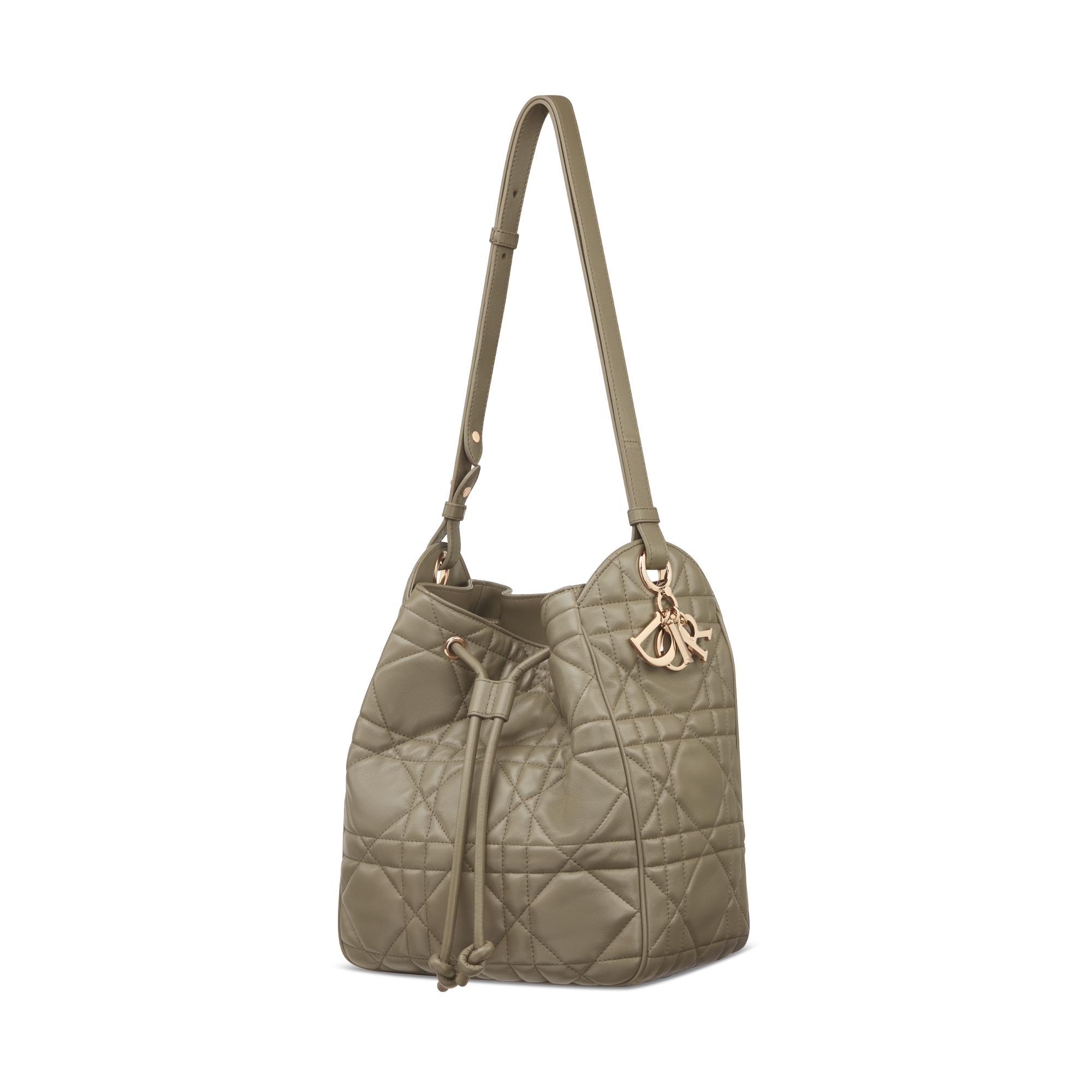 Medium D-Motion Bag Clay Green Macrocannage Lambskin E05