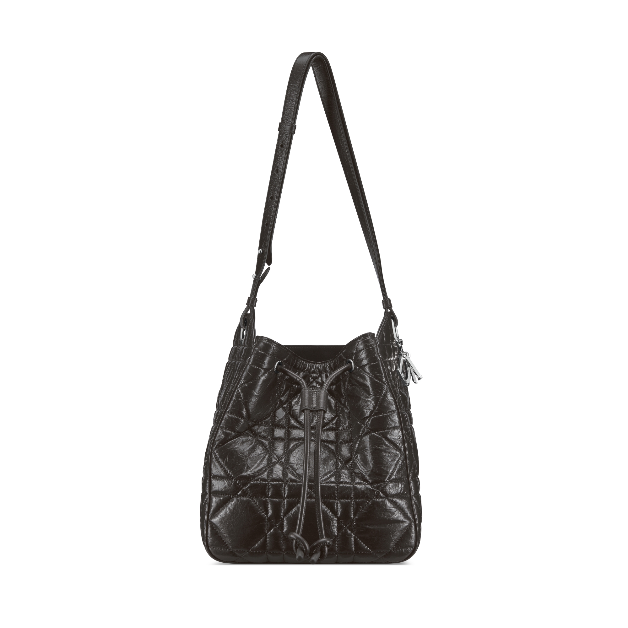 Medium D-Motion Bag Black Macrocannage Crinkled Calfskin E01