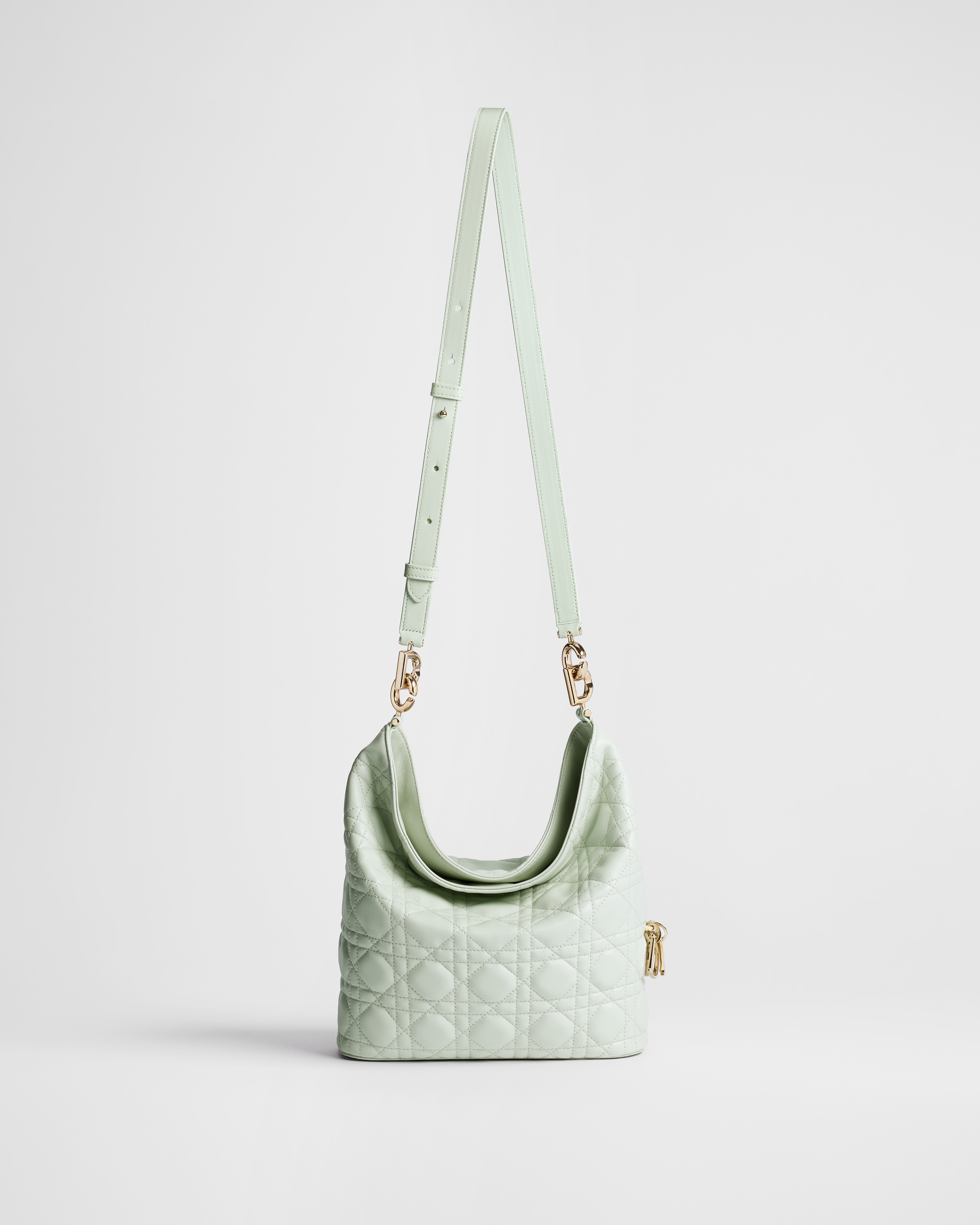 Small Dior Toujours Hobo Bag Soupir Green Cannage Lambskin E07