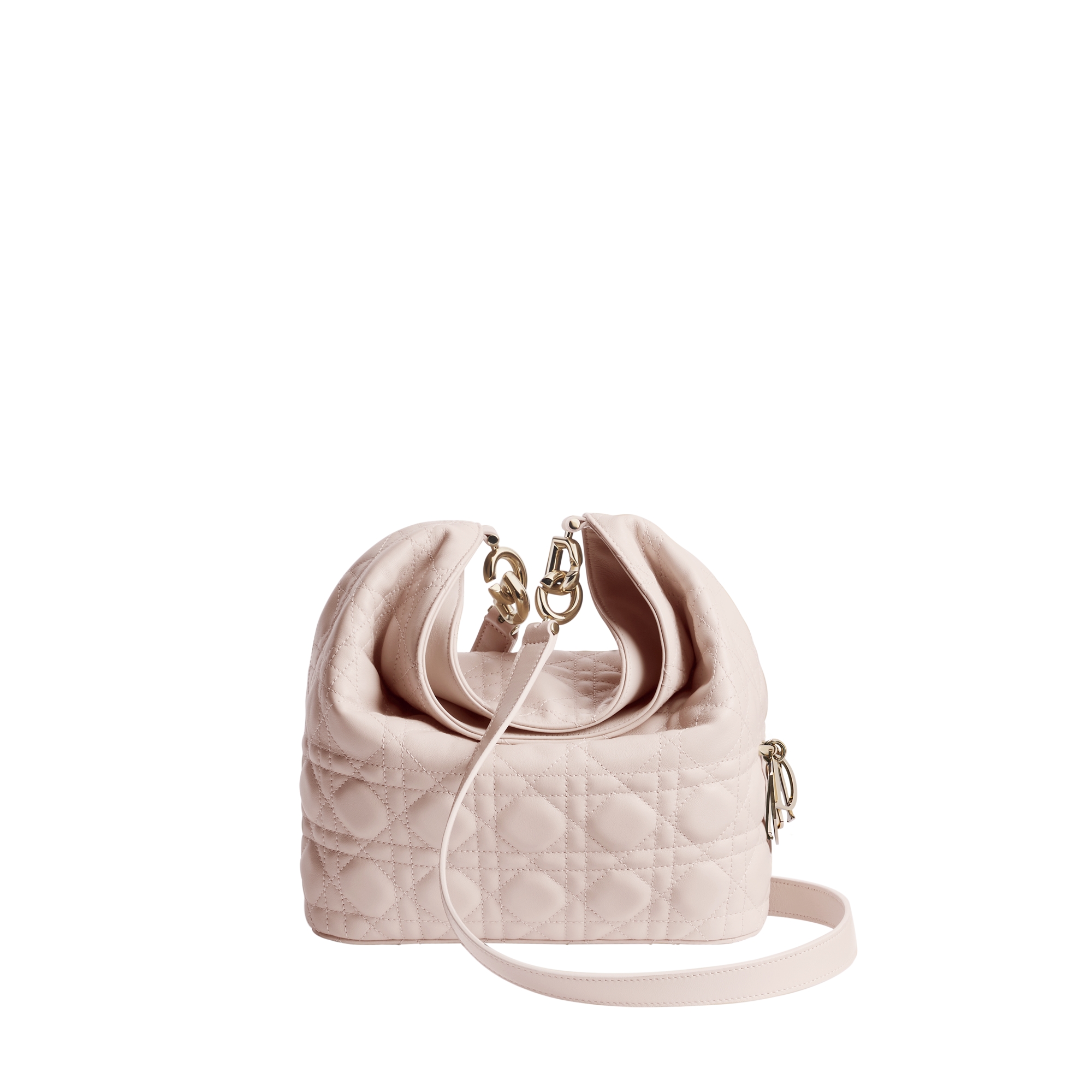 Small Dior Toujours Hobo Bag Ballet Pink Cannage Lambskin E03