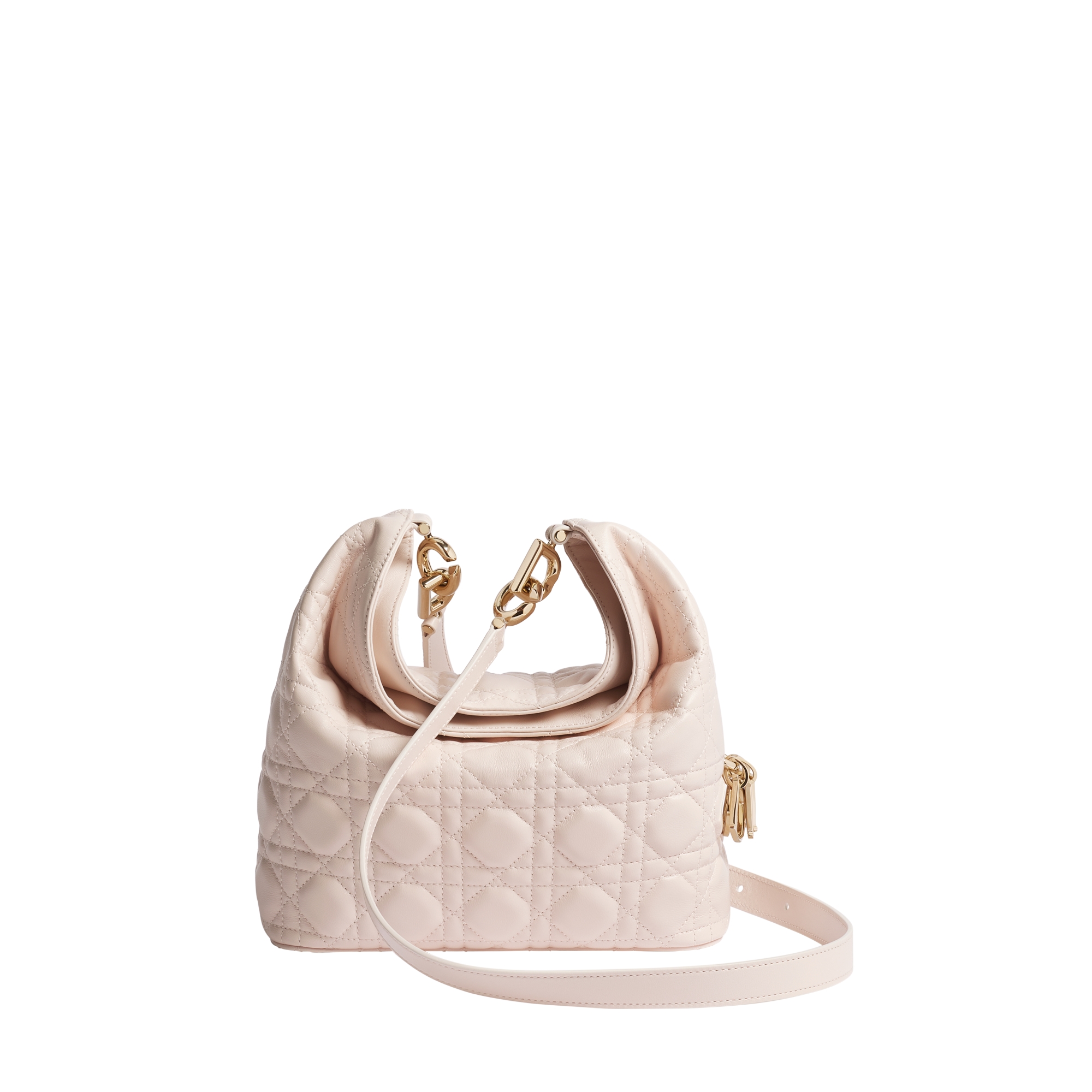 Small Dior Toujours Hobo Bag Ballet Pink Cannage Lambskin E03