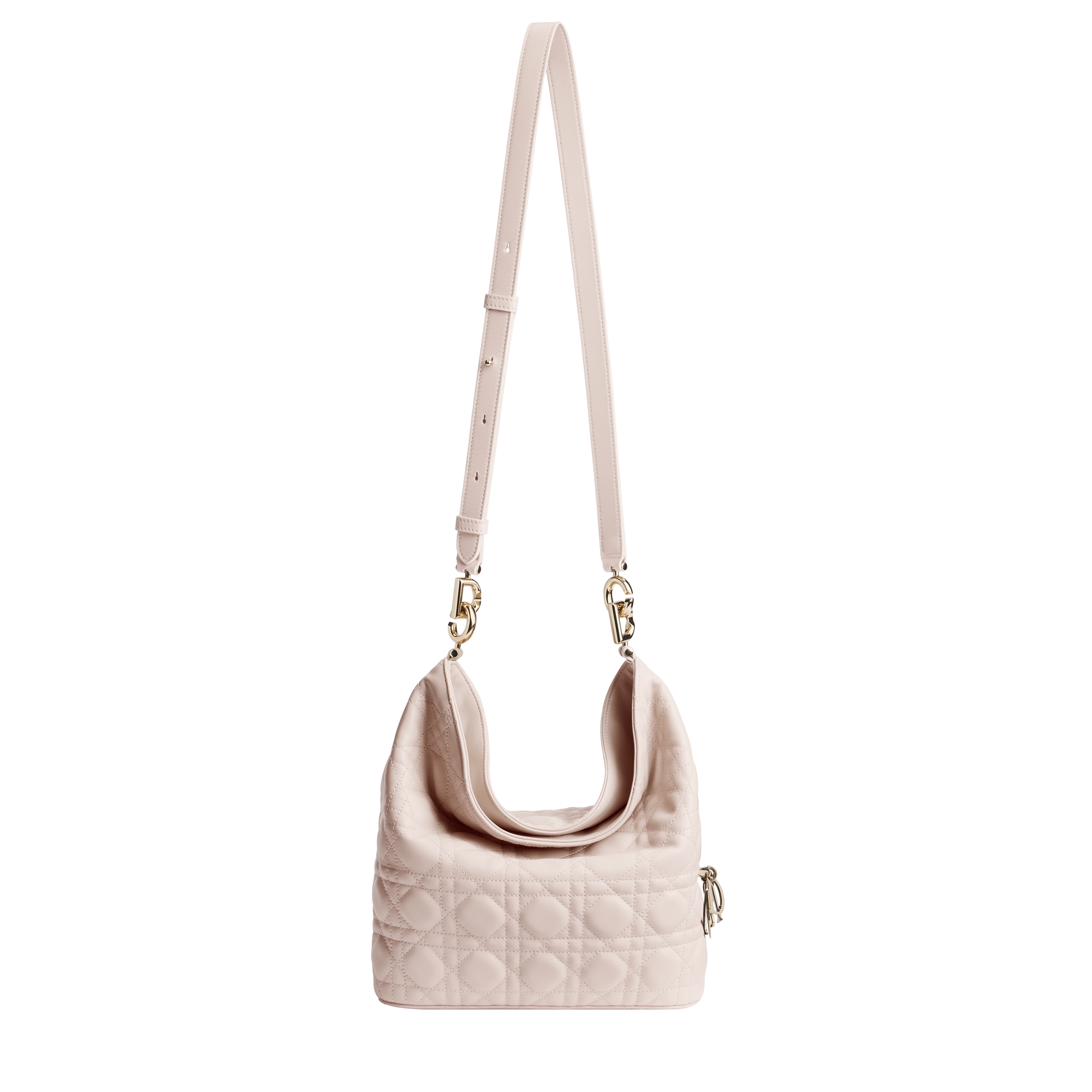 Small Dior Toujours Hobo Bag Ballet Pink Cannage Lambskin E07