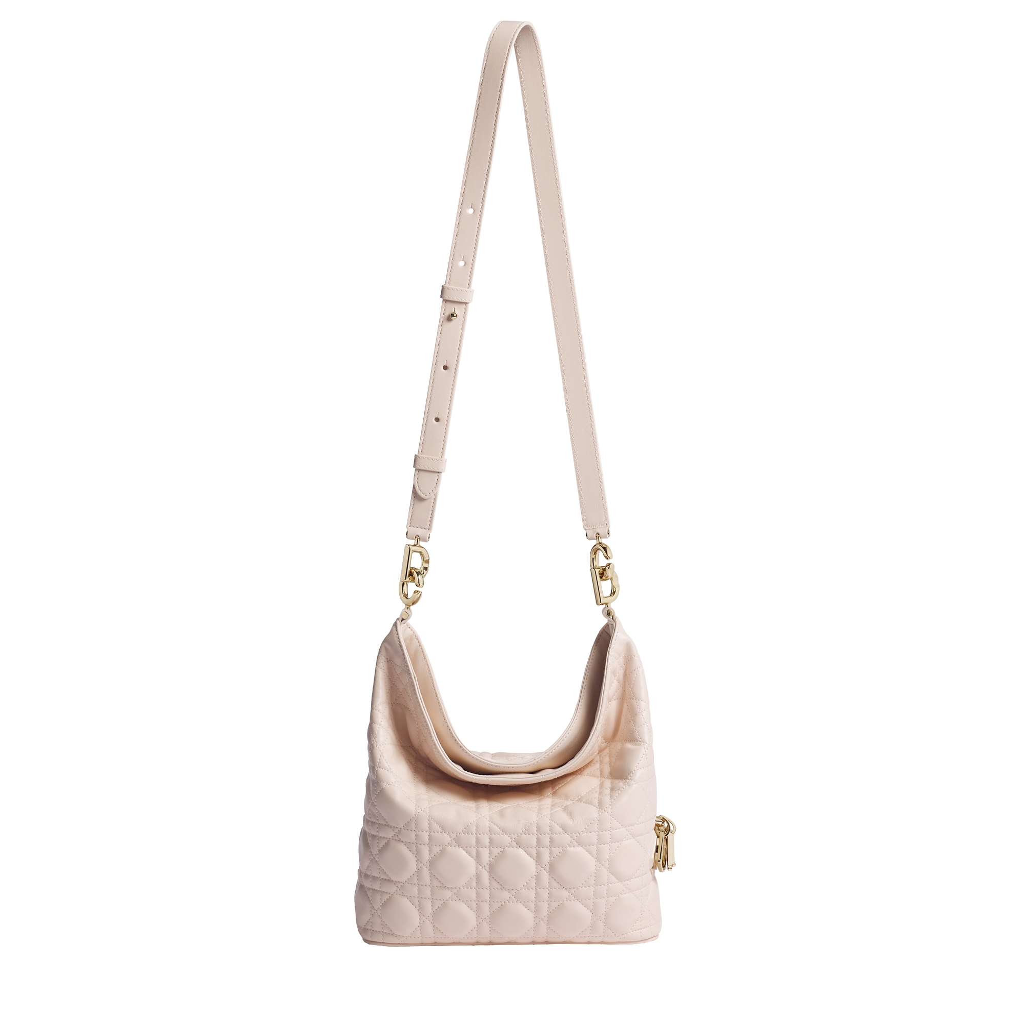 Small Dior Toujours Hobo Bag Ballet Pink Cannage Lambskin E07