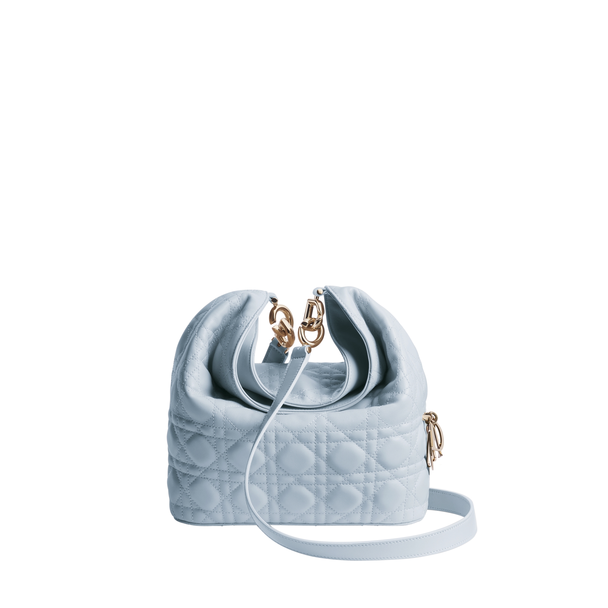 Small Dior Toujours Hobo Bag Ice Blue Cannage Lambskin E03