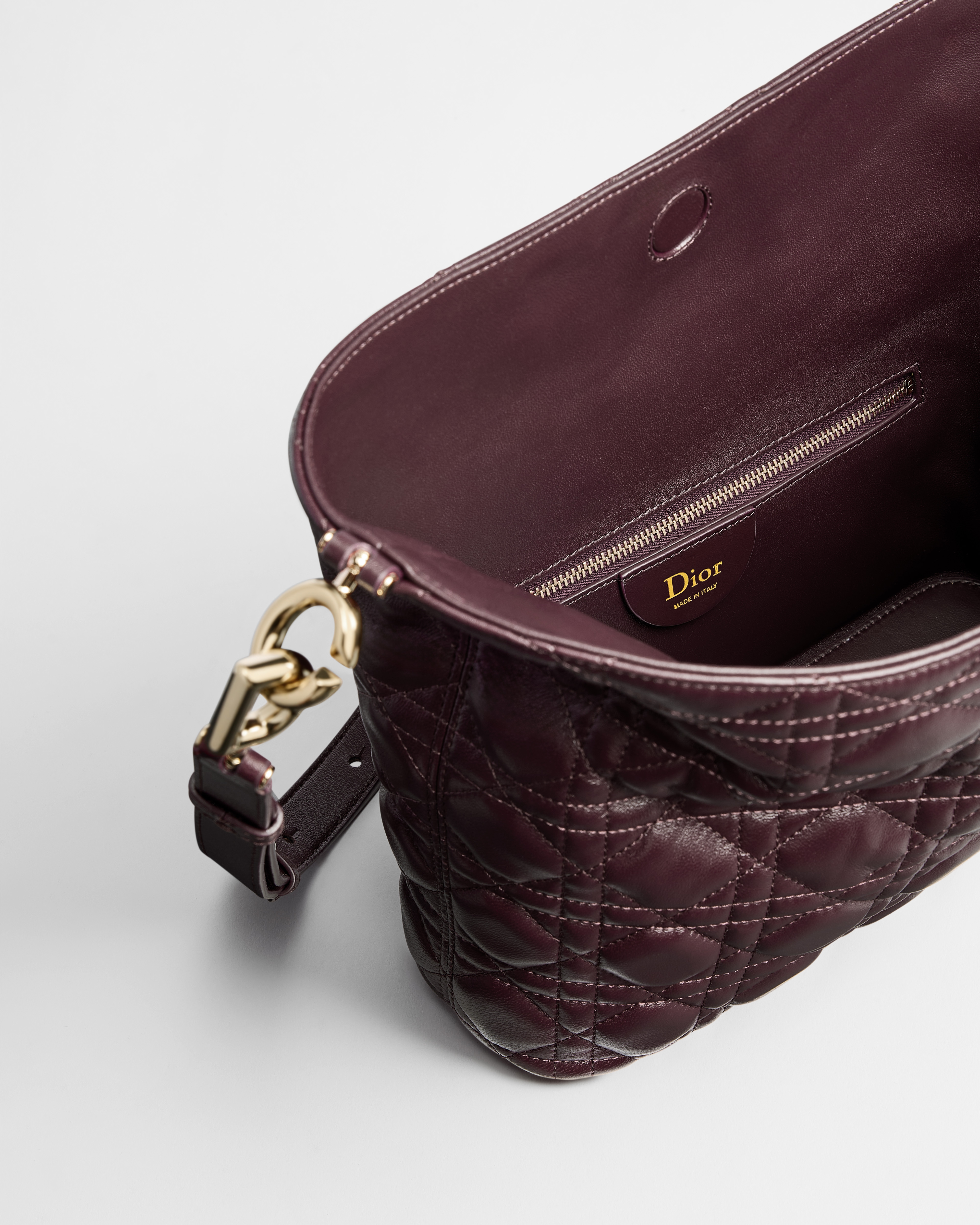 Small Dior Toujours Hobo Bag Deep Amaranth Cannage Lambskin E06