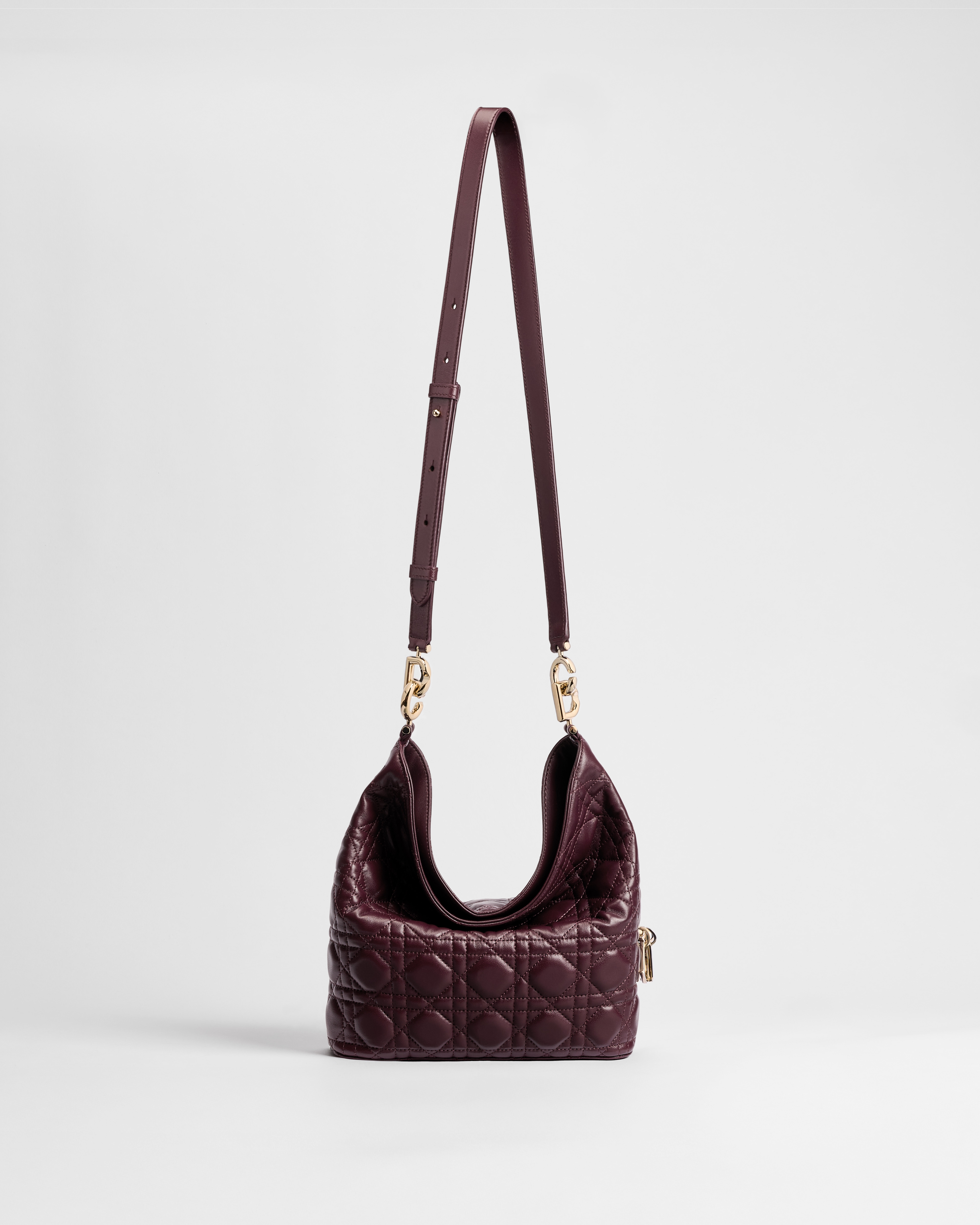 Small Dior Toujours Hobo Bag Deep Amaranth Cannage Lambskin E07