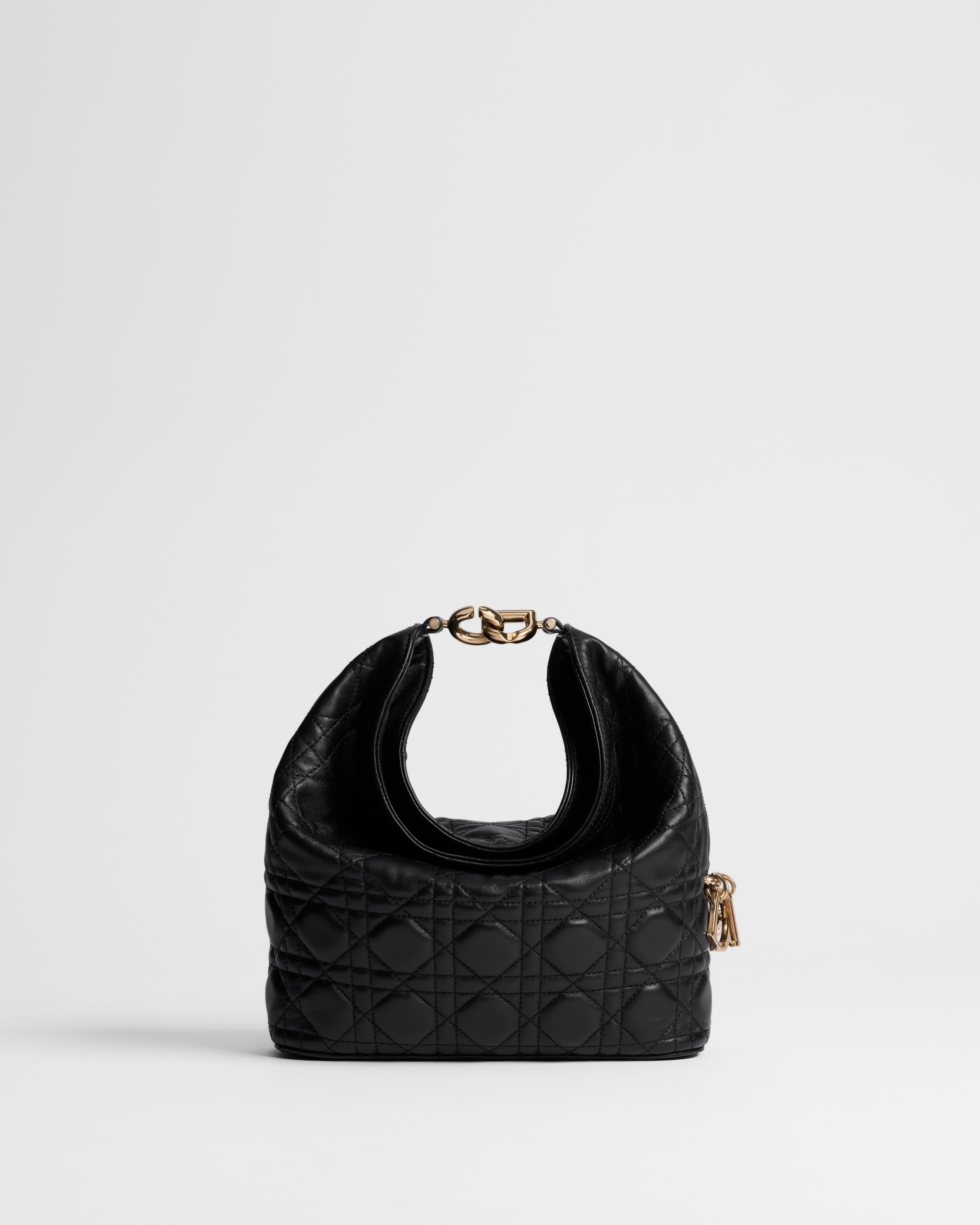 Small Dior Toujours Hobo Bag Black Cannage Lambskin E01