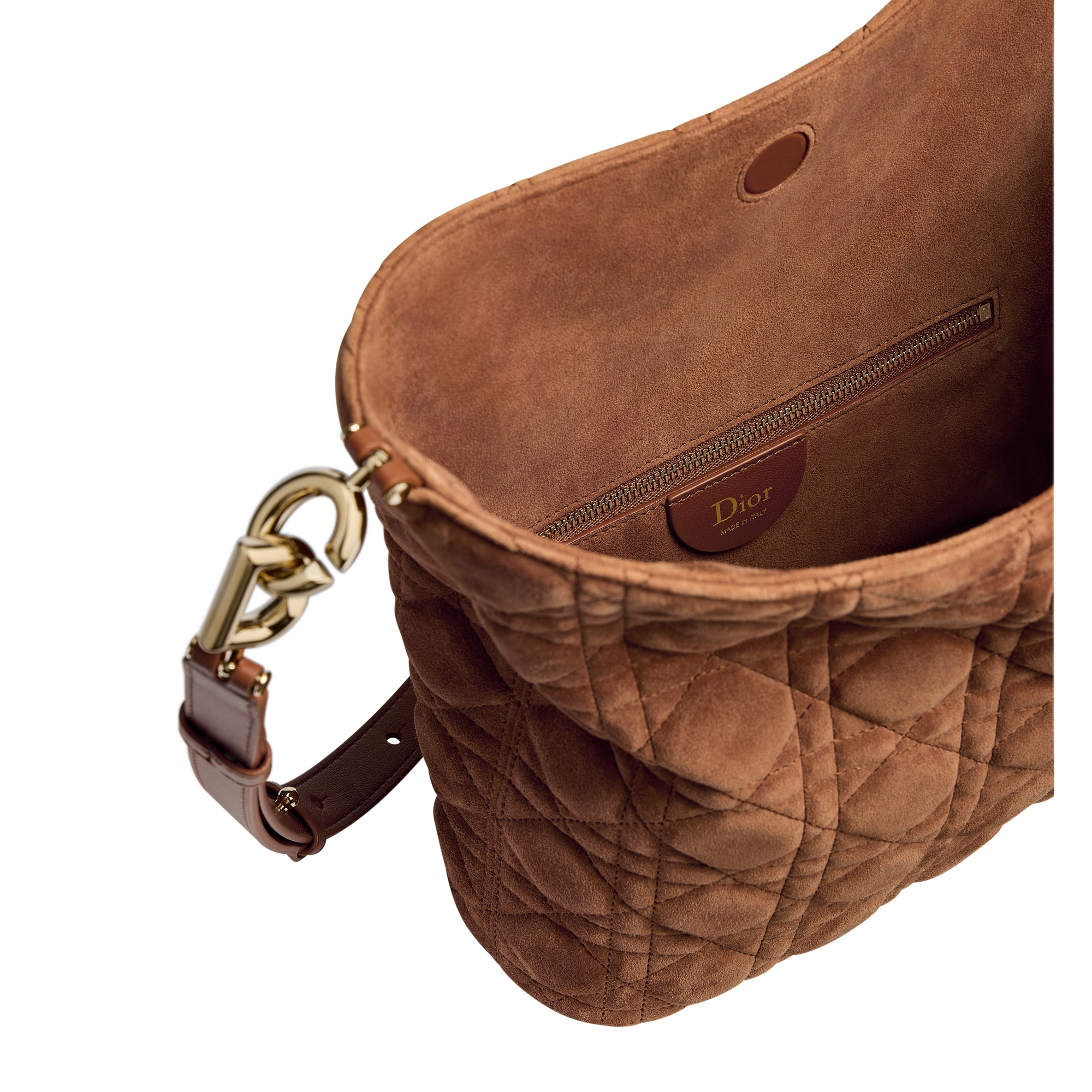 Small Dior Toujours Hobo Bag Marron Bobby Cannage Suede Goatskin E06