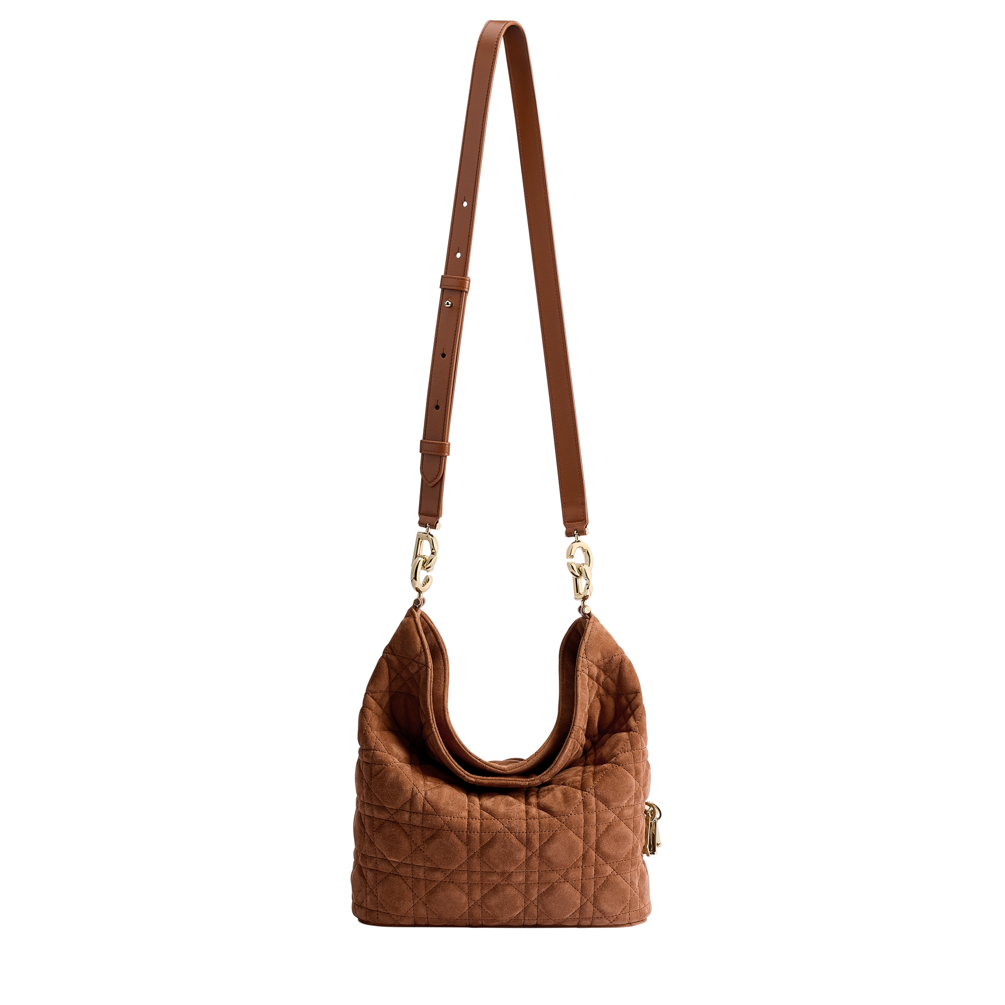Small Dior Toujours Hobo Bag Marron Bobby Cannage Suede Goatskin E07