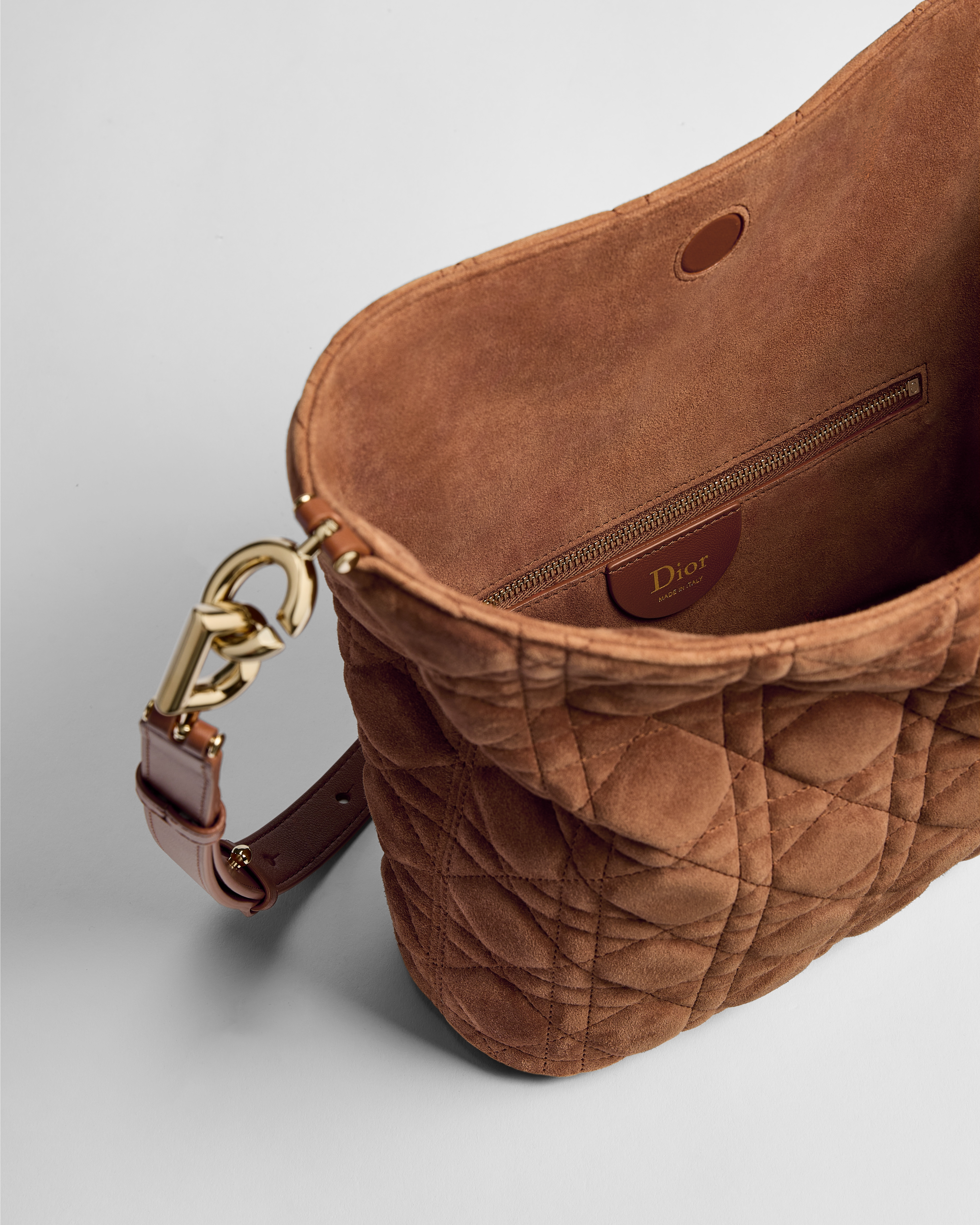 Borsa hobo piccola Dior Toujours Pelle di capra scamosciata Cannage Marron Bobby E06