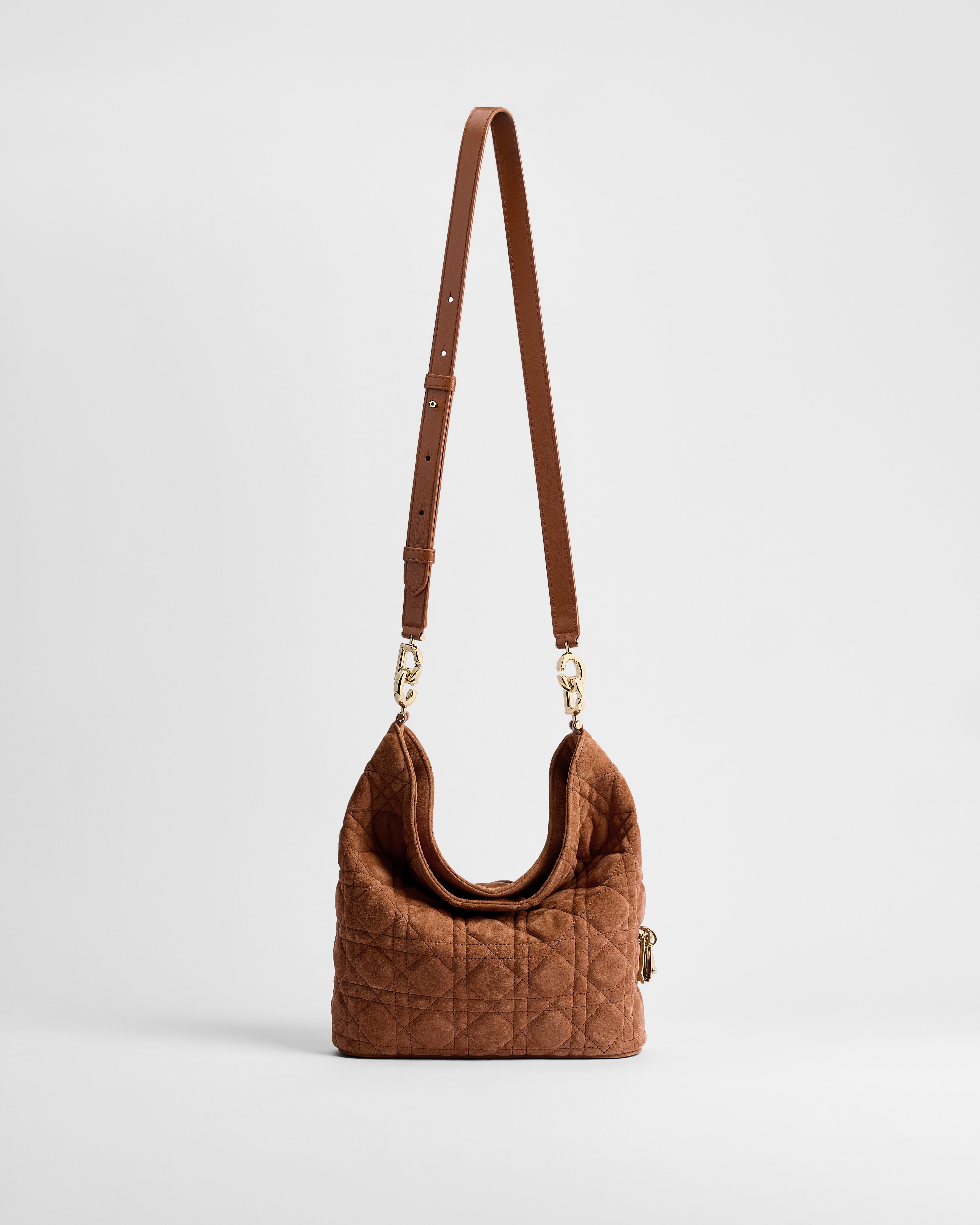 Borsa hobo piccola Dior Toujours Pelle di capra scamosciata Cannage Marron Bobby E07