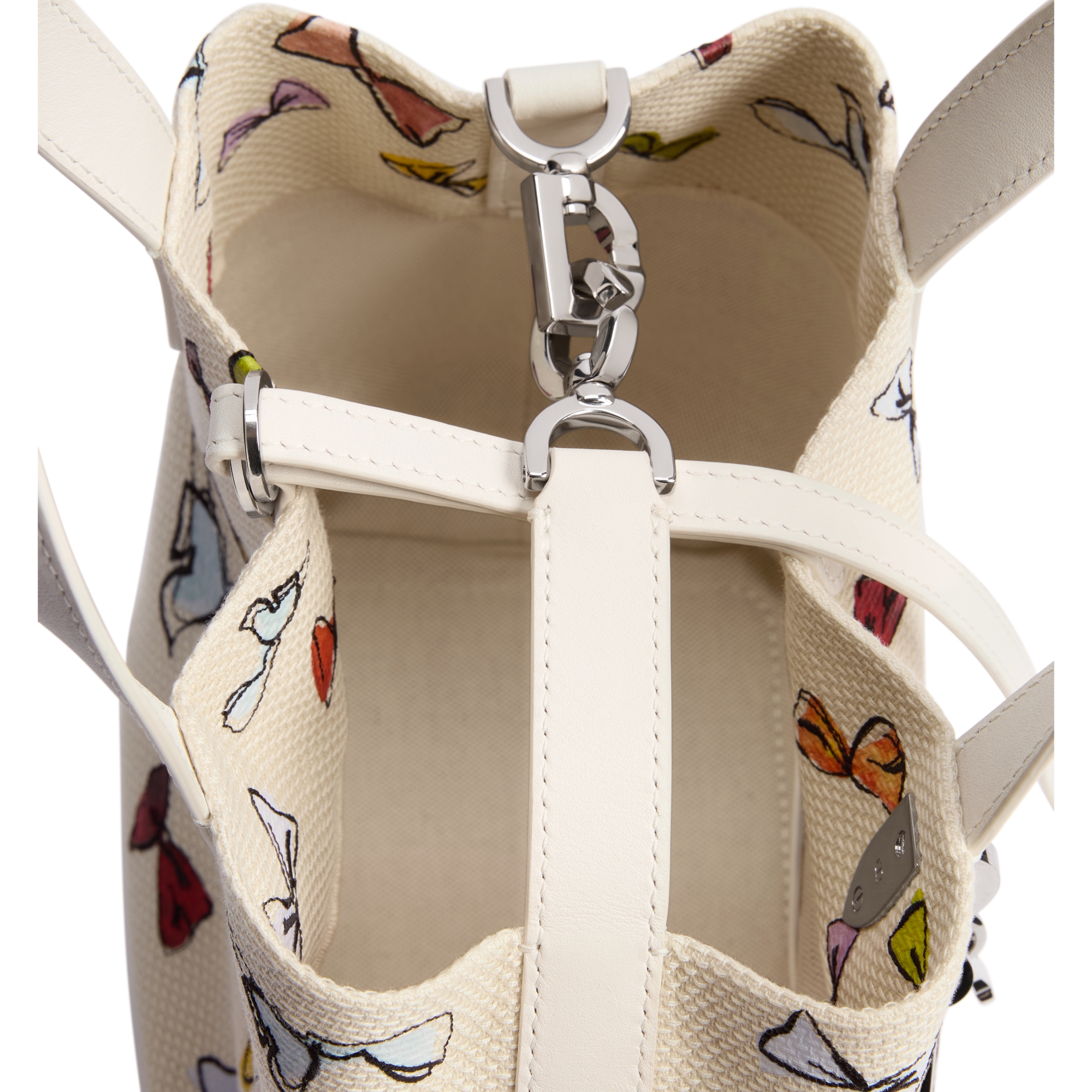 Dioriviera Small Dior Toujours Vertical Tote Bag Latte Multicolor Dior Bows Embroidery E06