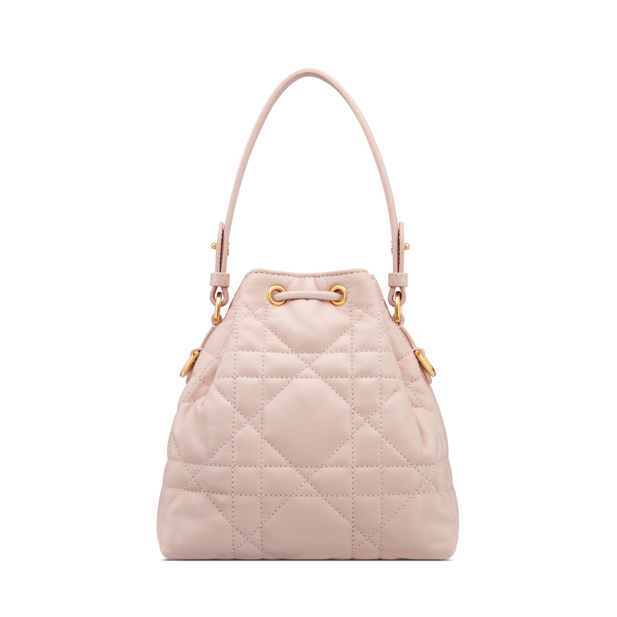 Mini Dior Caro Bucket Bag Powder Pink Macrocannage Lambskin E08