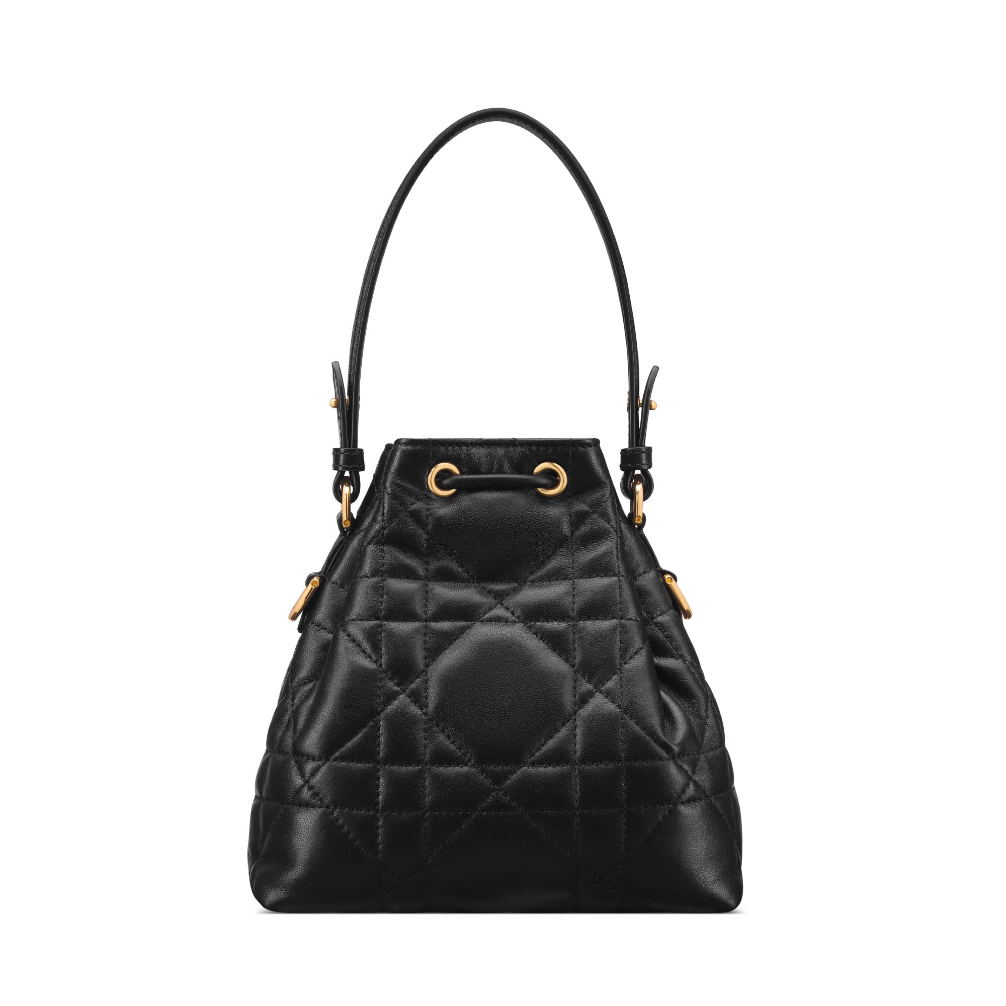 Mini Dior Caro Bucket Bag Black Macrocannage Lambskin E08