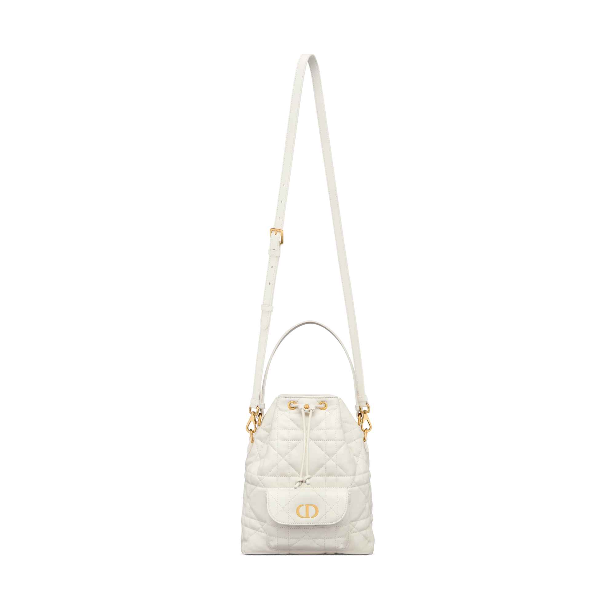 Bolso bombonera pequeño Dior Caro Piel de cordero Macrocannage latte E07