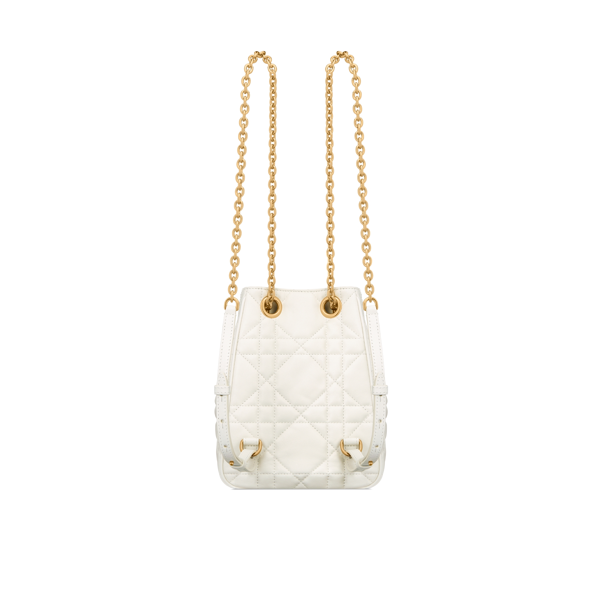 Small Dior Caro Multicarry Backpack with Chain Latte Macrocannage Lambskin E08