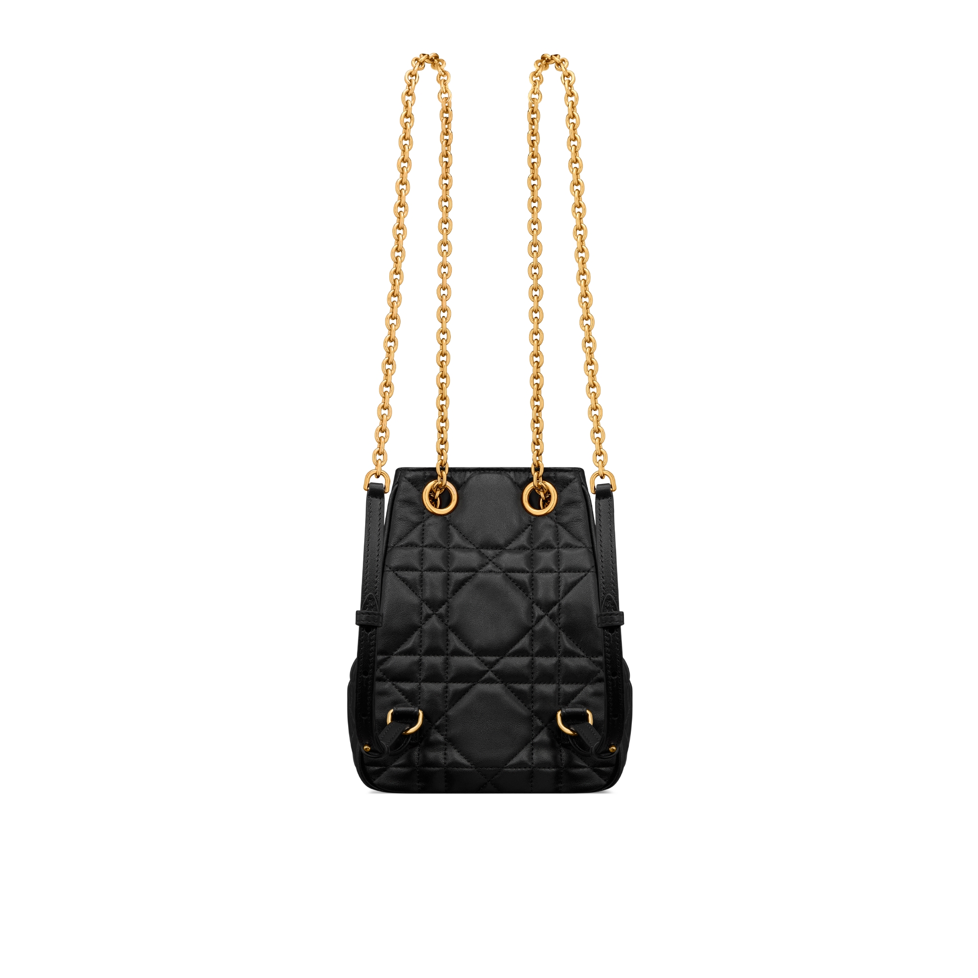 Kleiner Dior Caro Multicarry Rucksack mit Kette Macrocannage Lammleder in Schwarz E08