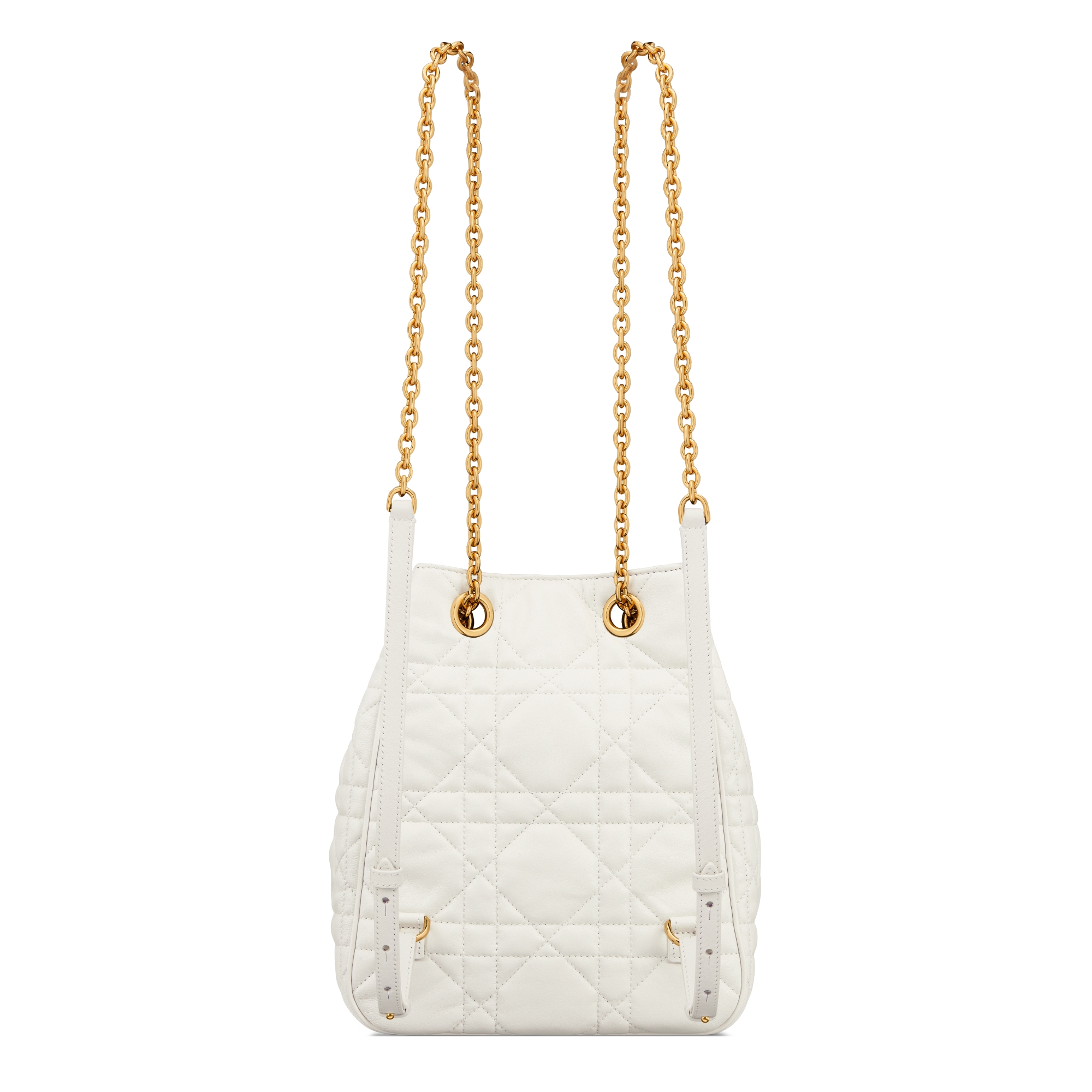 Mittelgroßer Dior Caro Multicarry Rucksack mit Kette Macrocannage Lammleder in Latte E08