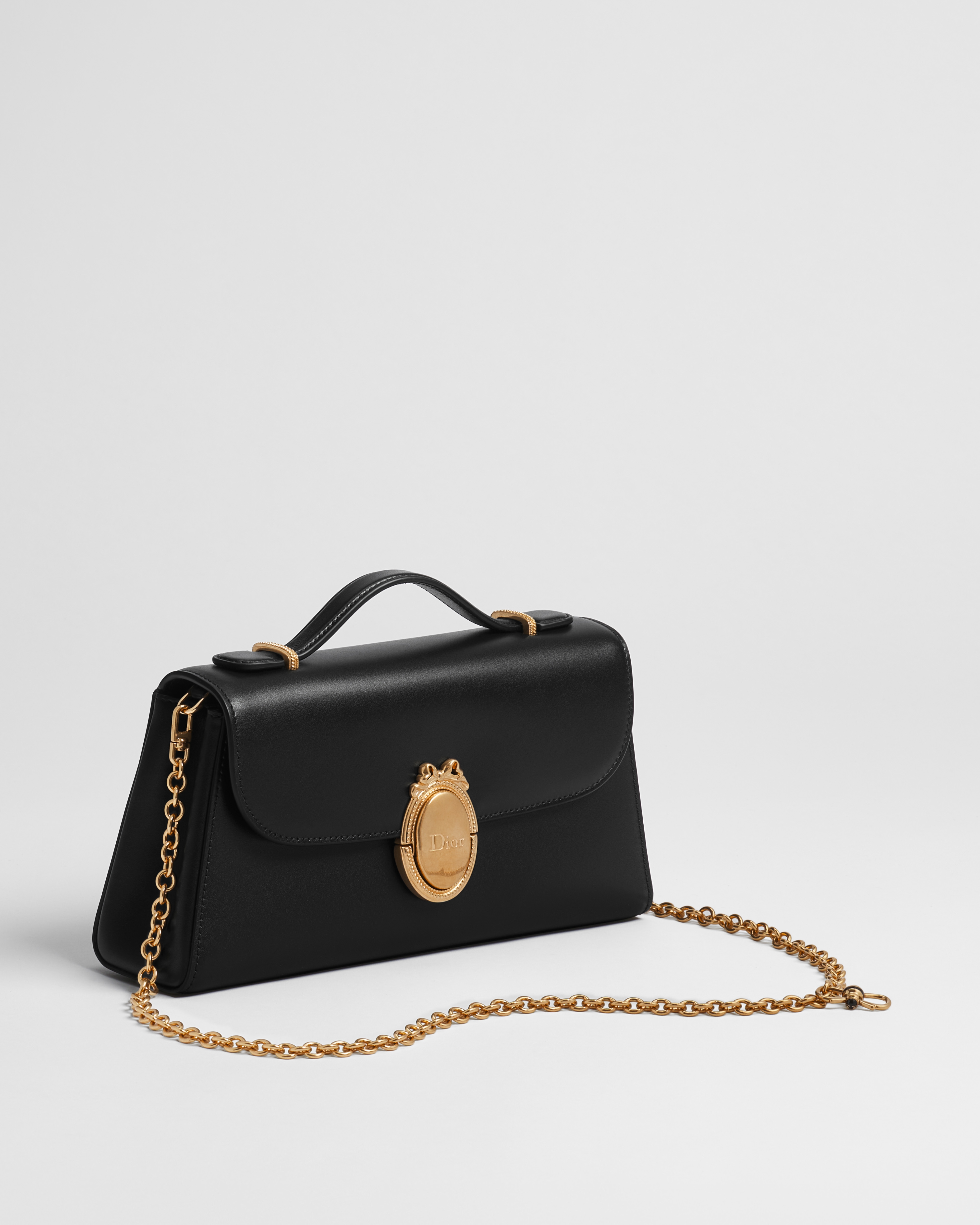 Pochette Dior Médaillon Cuir de veau lisse noir E03