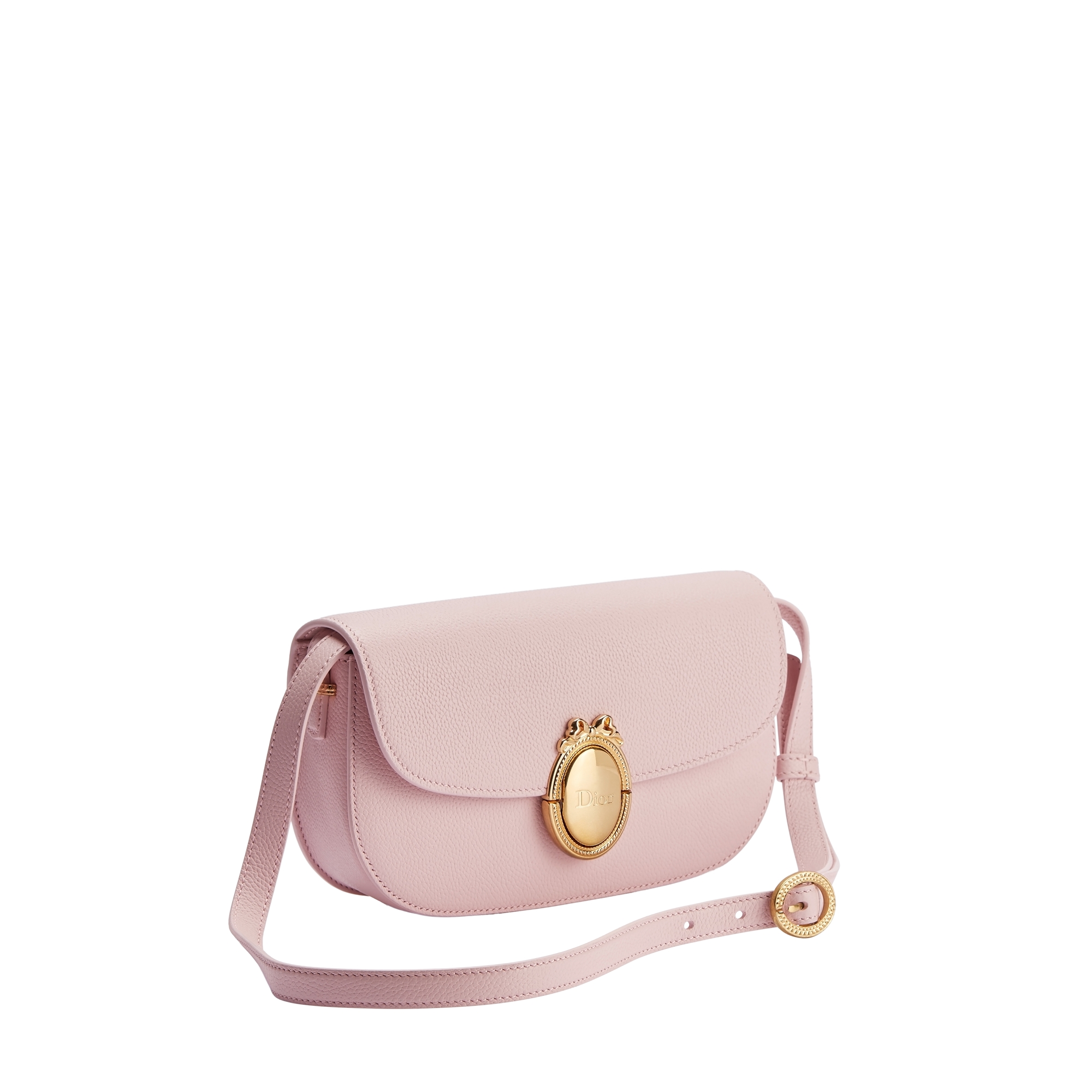 Small Dior Médaillon Flap Bag Rose Tendre Grained Calfskin E03