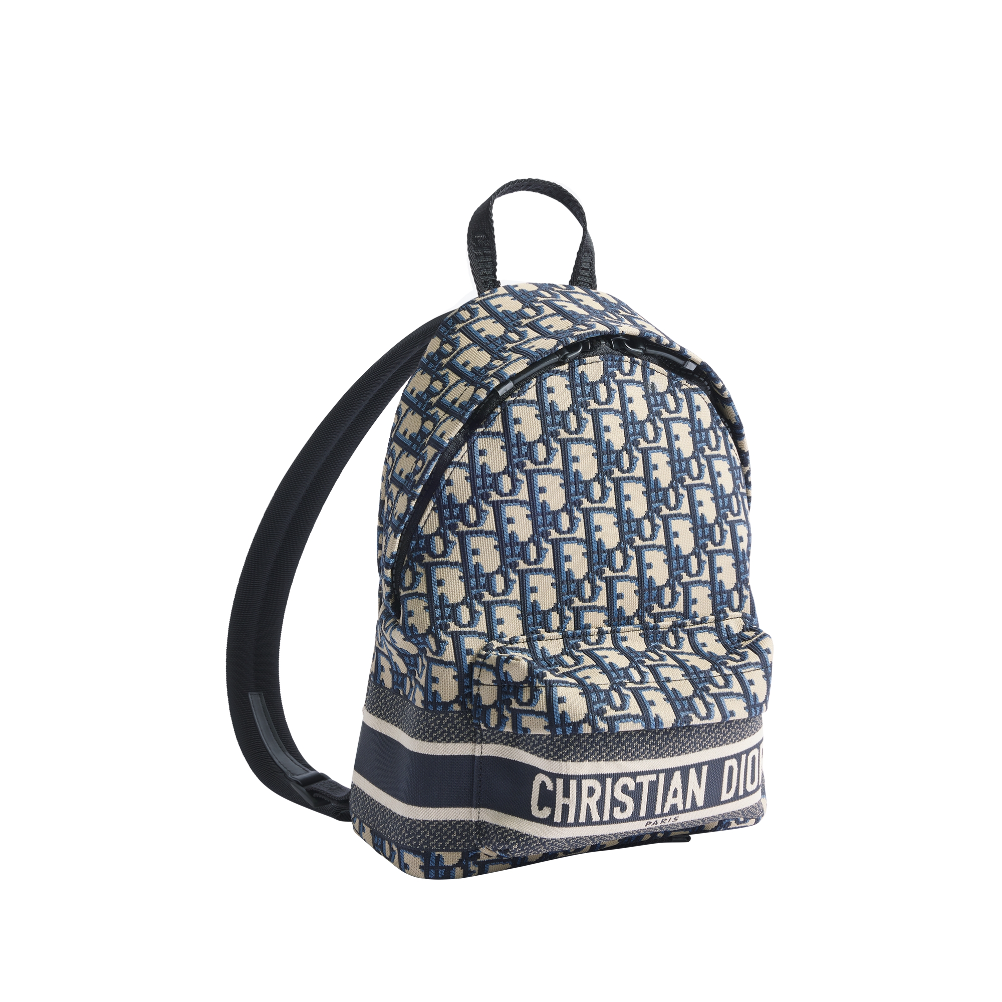 Small DiorTravel Backpack Blue Dior Oblique Technical Fabric E03