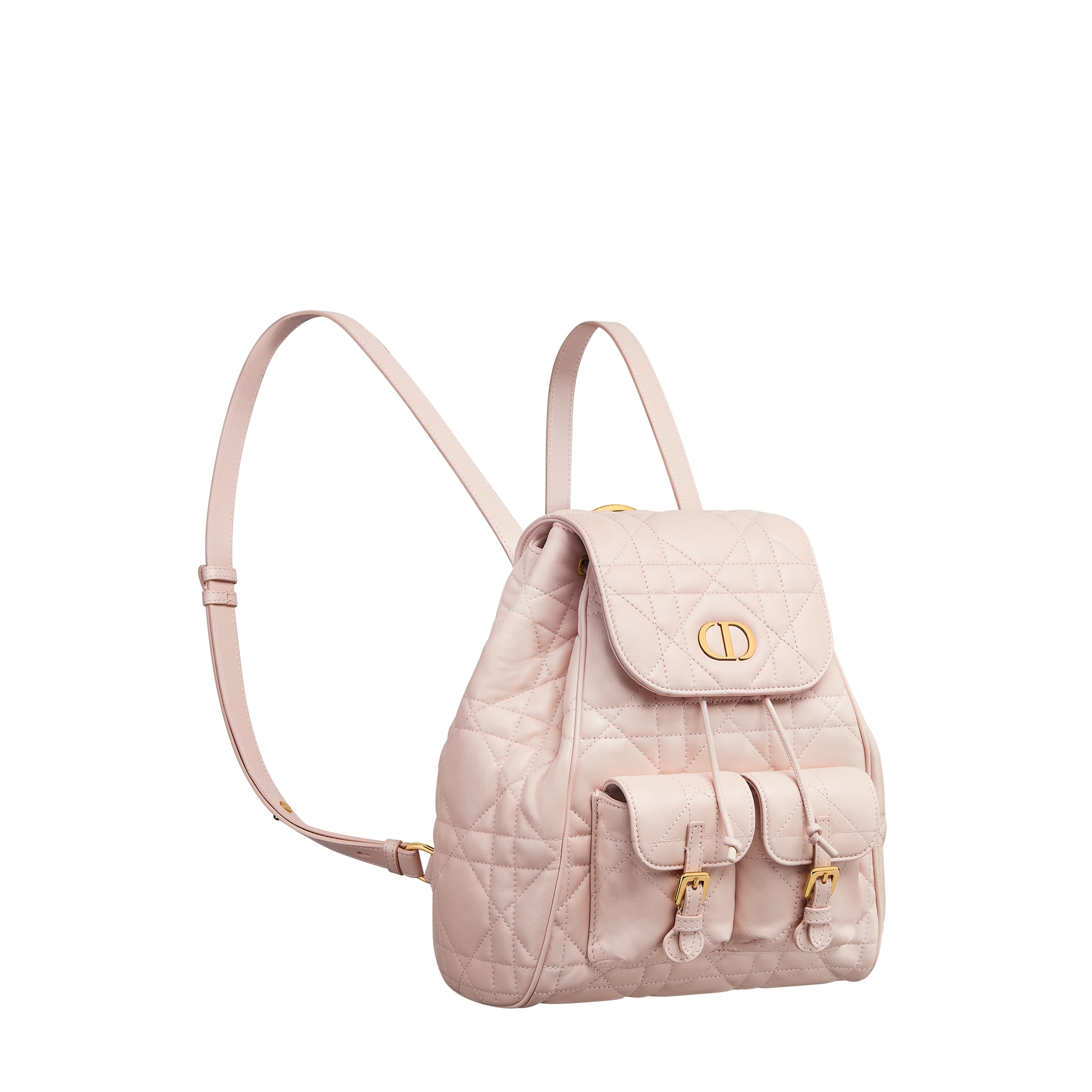 Medium Dior Caro Backpack Powder Pink Macrocannage Lambskin E03