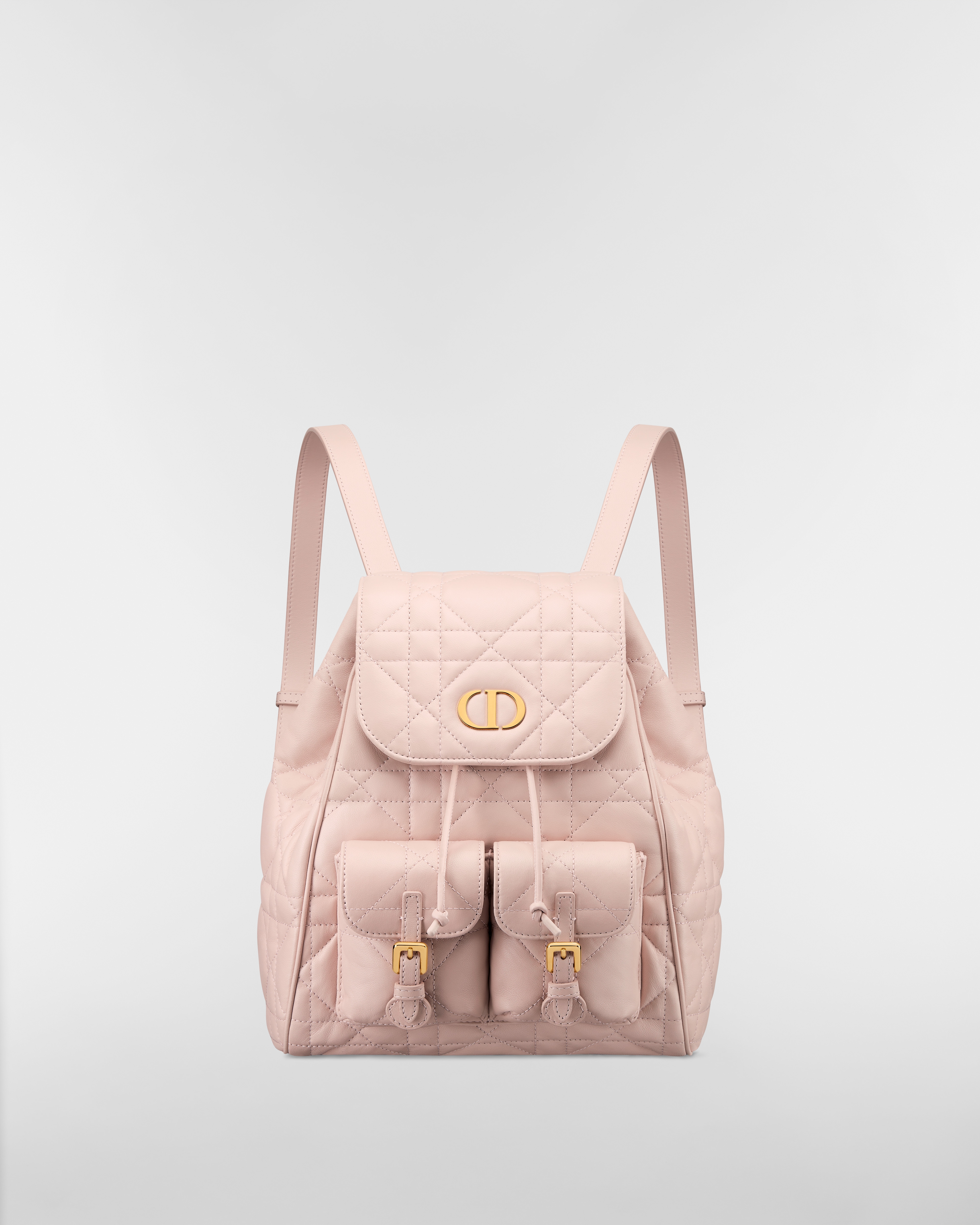 Medium Dior Caro Backpack Powder Pink Macrocannage Lambskin E01