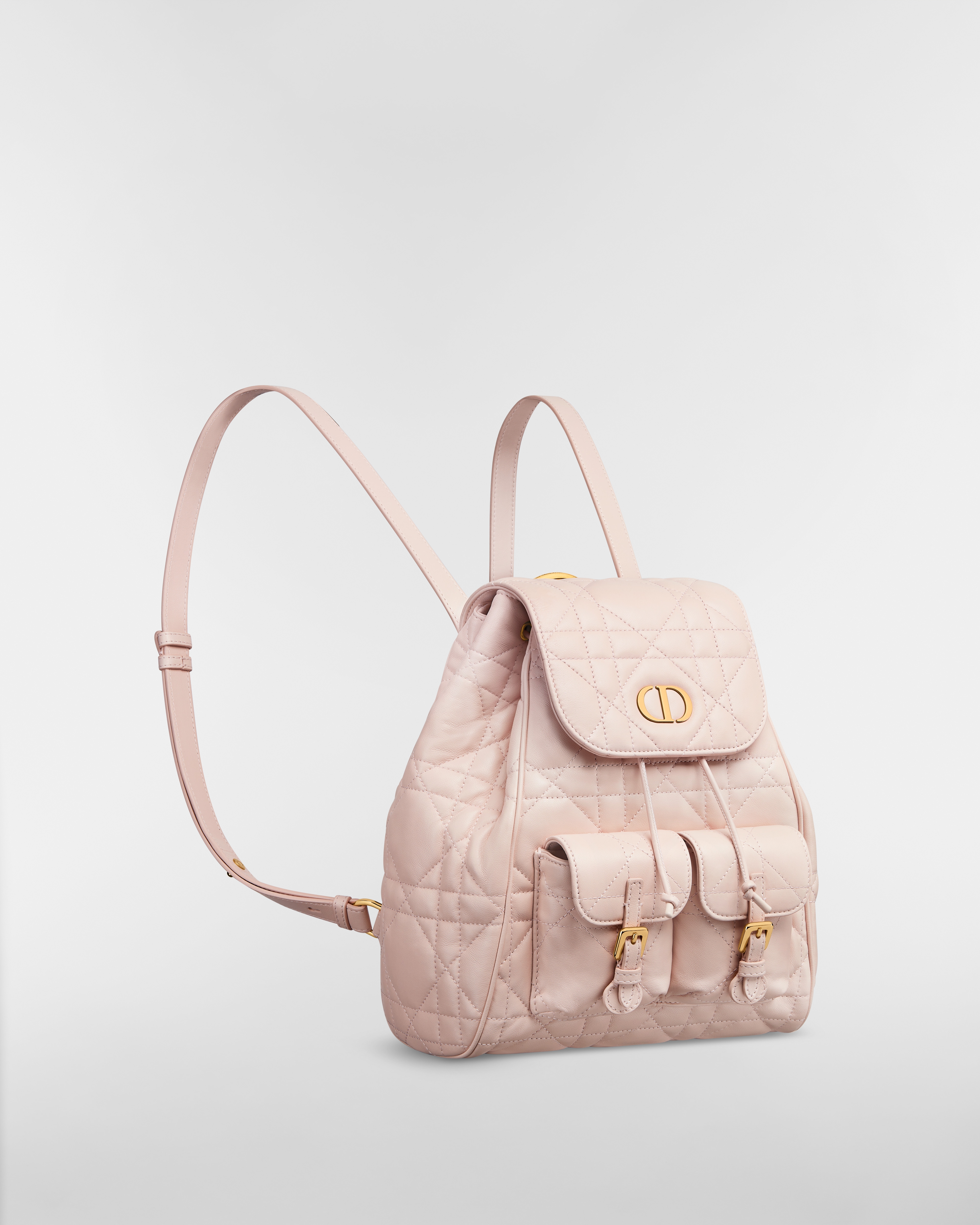 Medium Dior Caro Backpack Powder Pink Macrocannage Lambskin E03