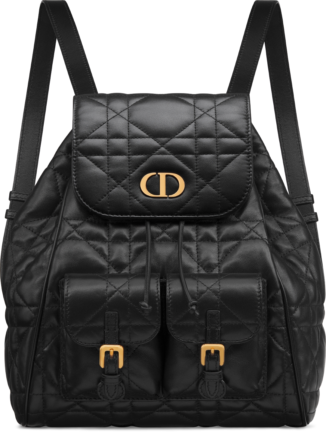 Medium Dior Caro Backpack Black Macrocannage Lambskin DIOR