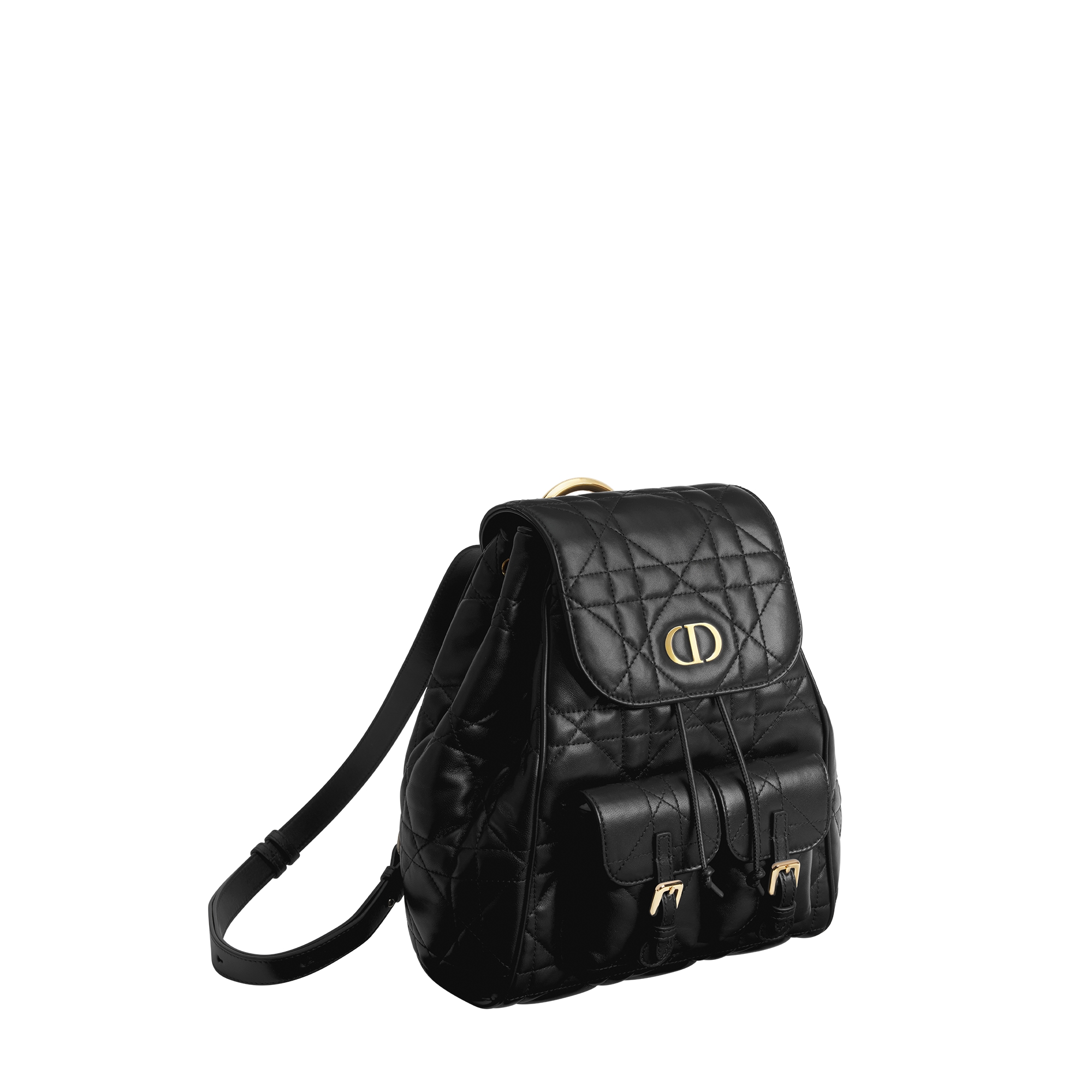 Medium Dior Caro Backpack Black Macrocannage Lambskin E03