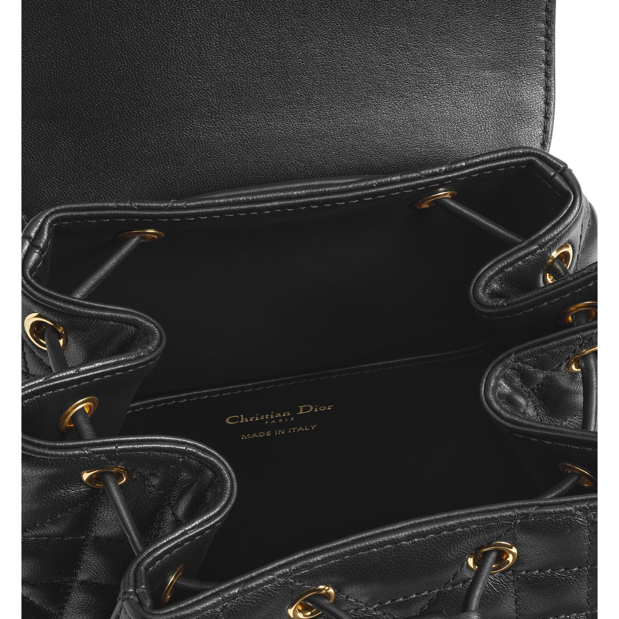 Medium Dior Caro Backpack Black Macrocannage Lambskin E06