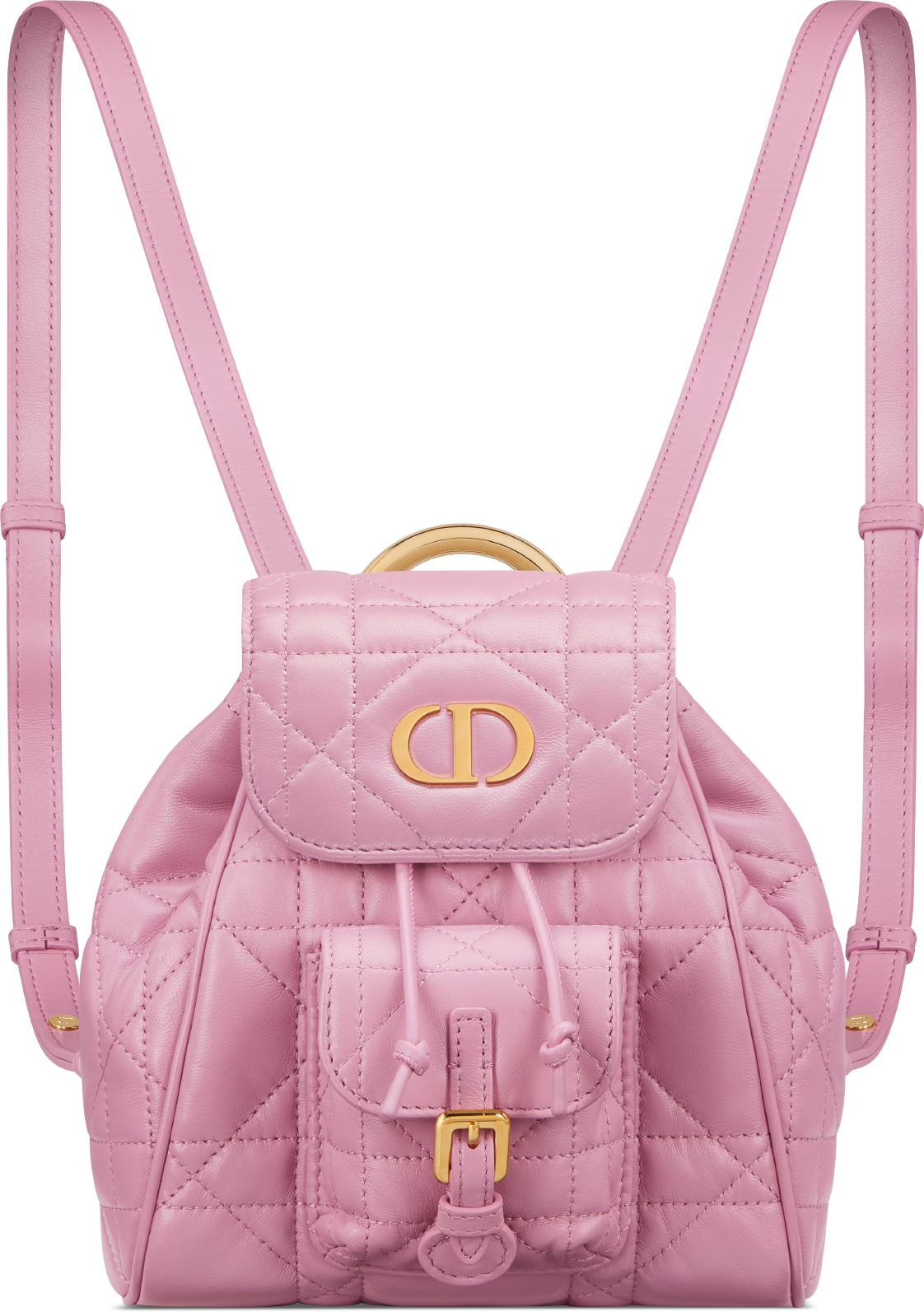 DIOR Small Dior Caro Backpack Hydrangea Pink Macrocannage Lambskin Women