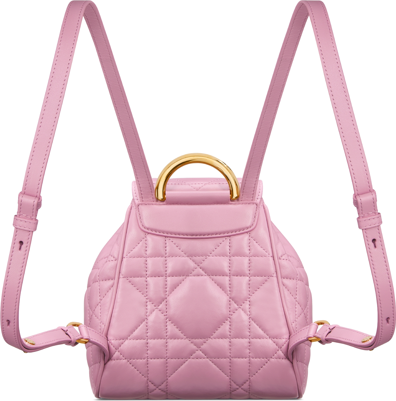 Small Dior Caro Backpack Hydrangea Pink Macrocannage Lambskin DIOR