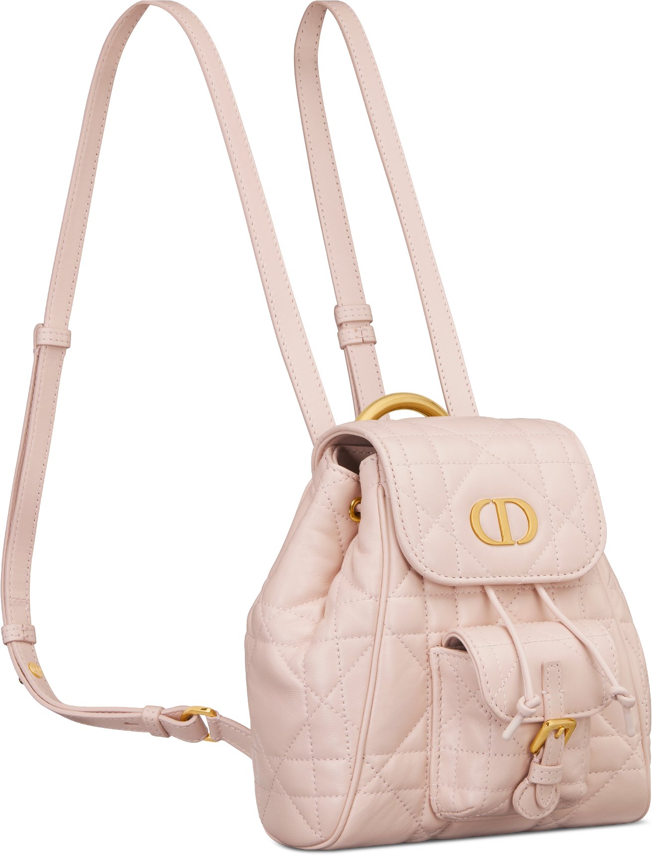 Small Dior Caro Backpack Three quarter closed view