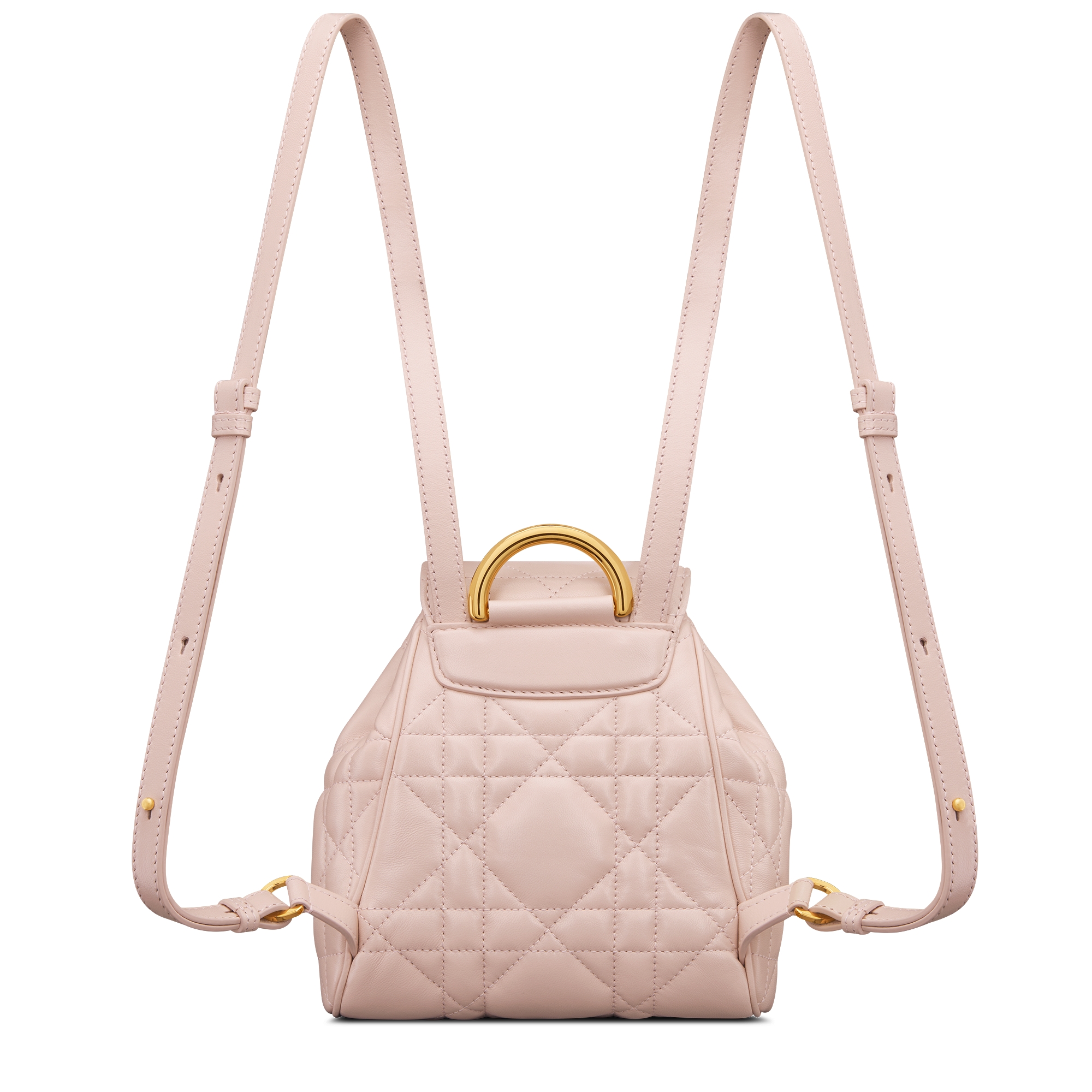 Small Dior Caro Backpack Powder Pink Macrocannage Lambskin E08