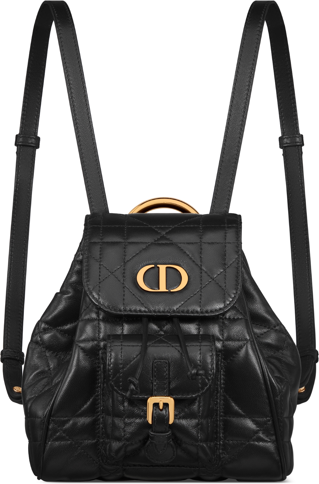 Small Dior Caro Backpack Black Macrocannage Lambskin DIOR