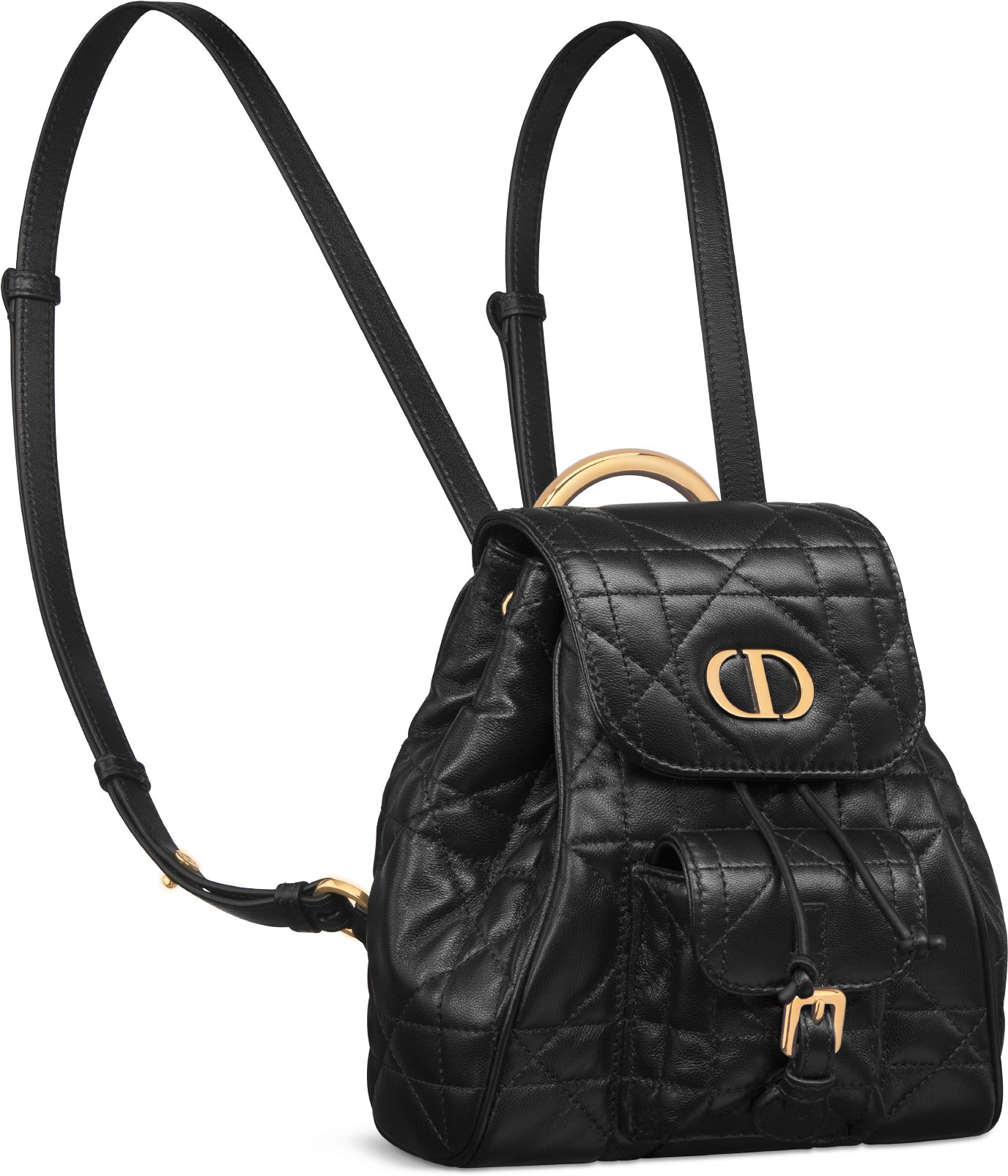 Small Dior Caro Backpack Three quarter closed view