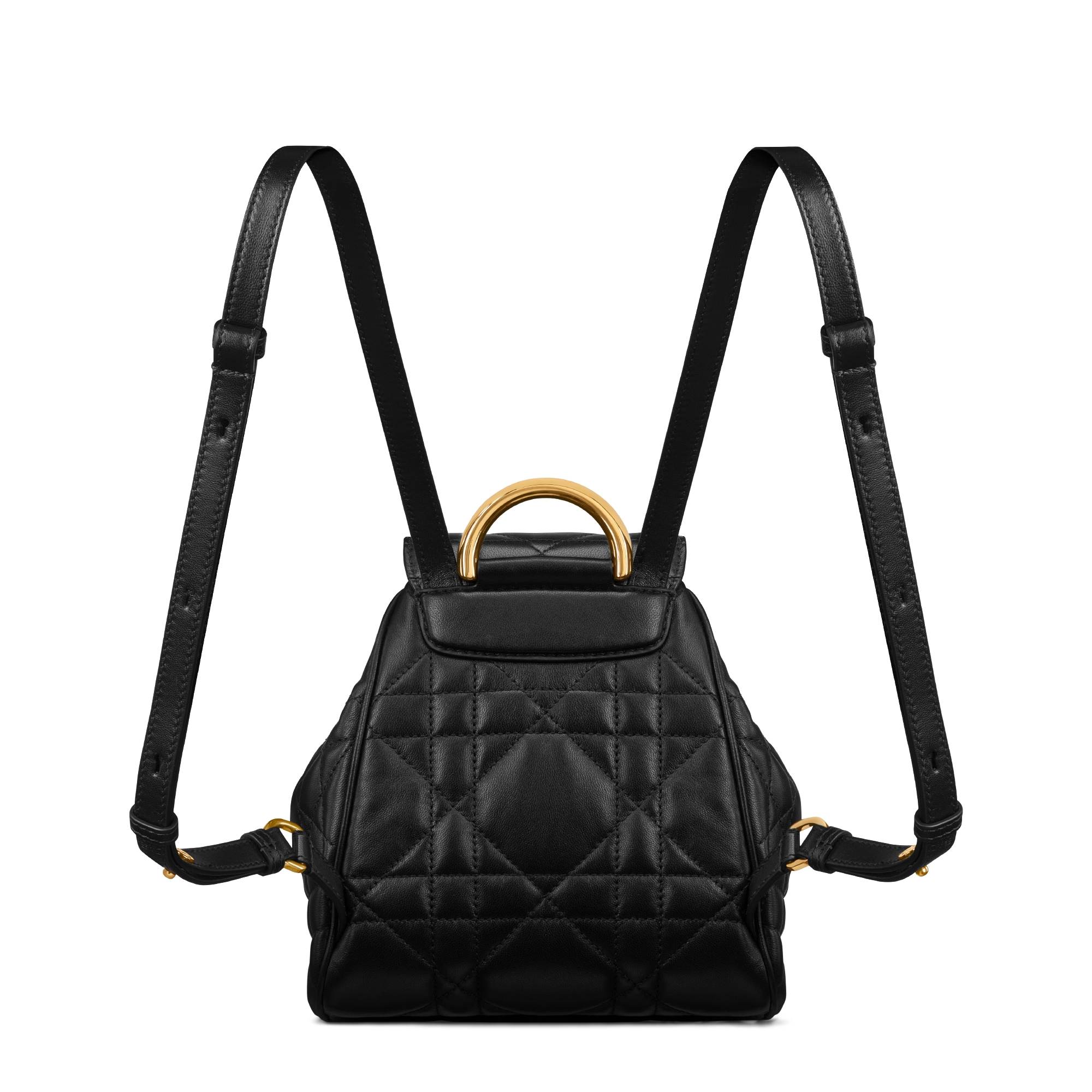 Kleine Dior Caro-rugzak Zwart lamsleer met Macrocannage-motief E08