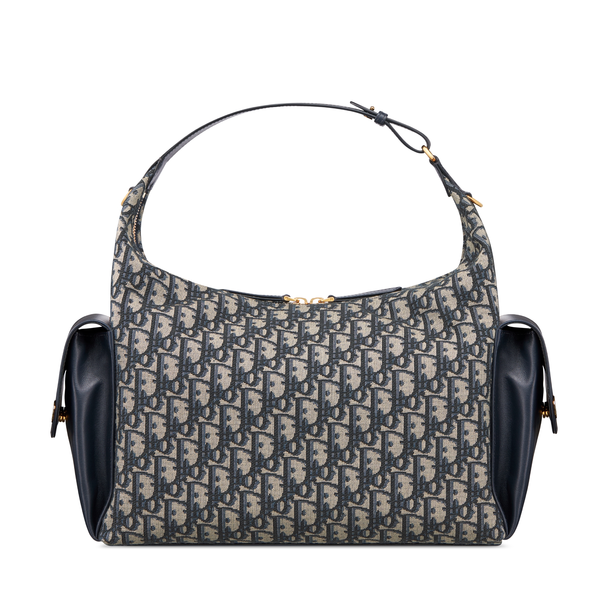 Large D-Dream Bag Blue Dior Oblique Jacquard and Smooth Calfskin E08