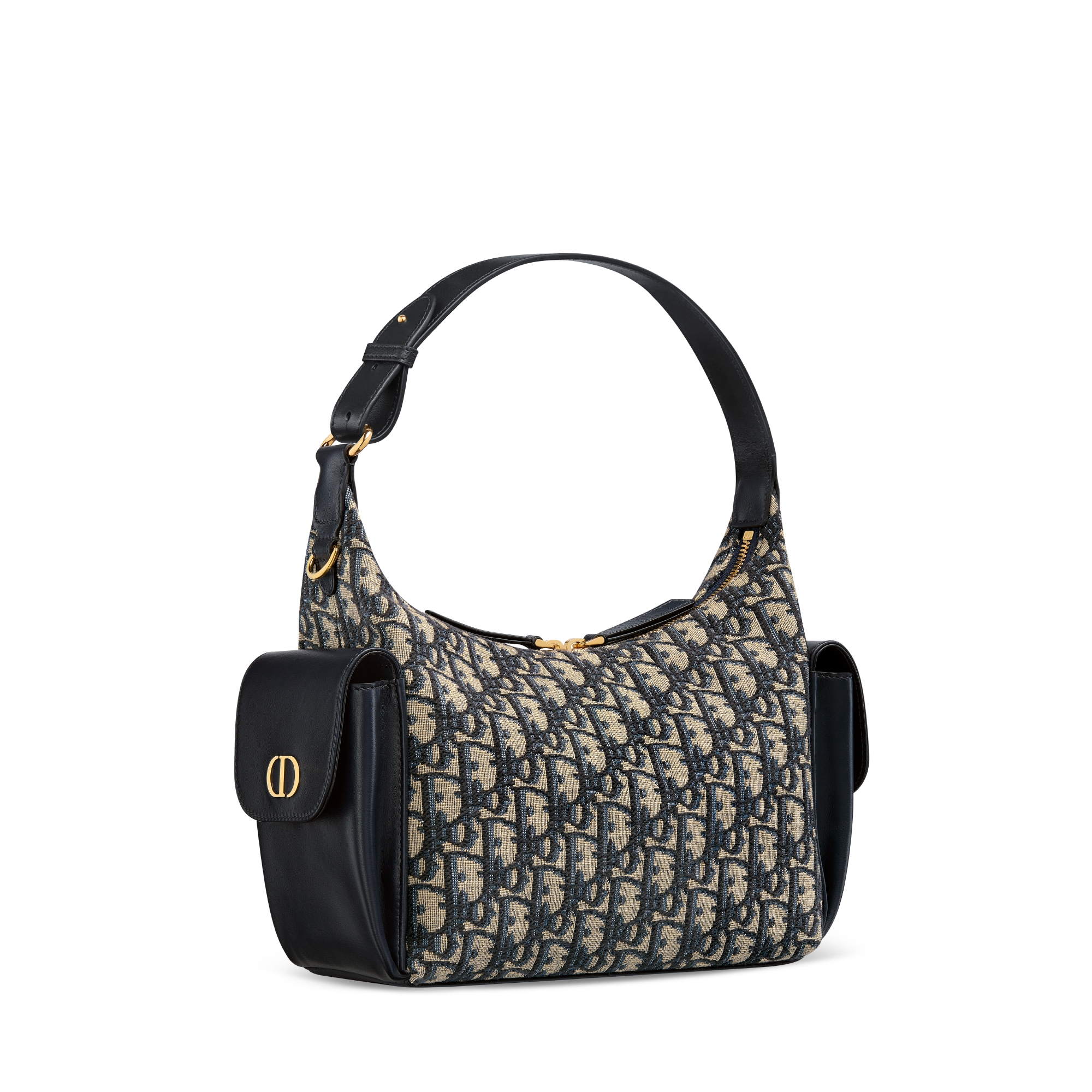 Medium D-Dream Bag Blue Dior Oblique Jacquard and Smooth Calfskin E03