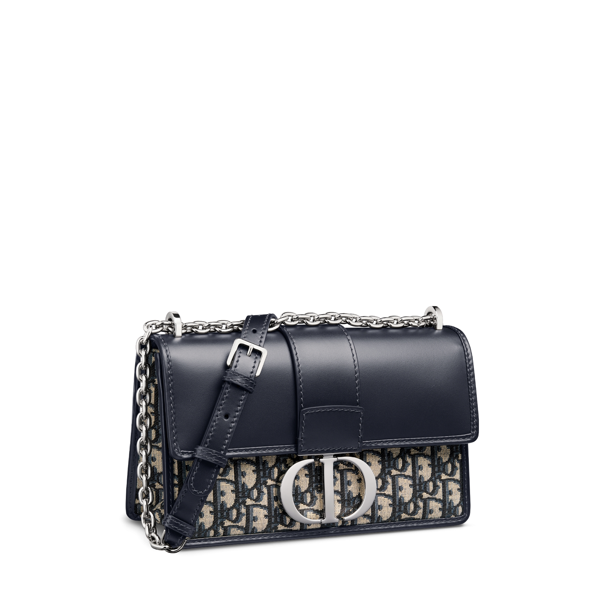 30 Montaigne Chain Bag Blue Dior Oblique Jacquard and Smooth Calfskin E03