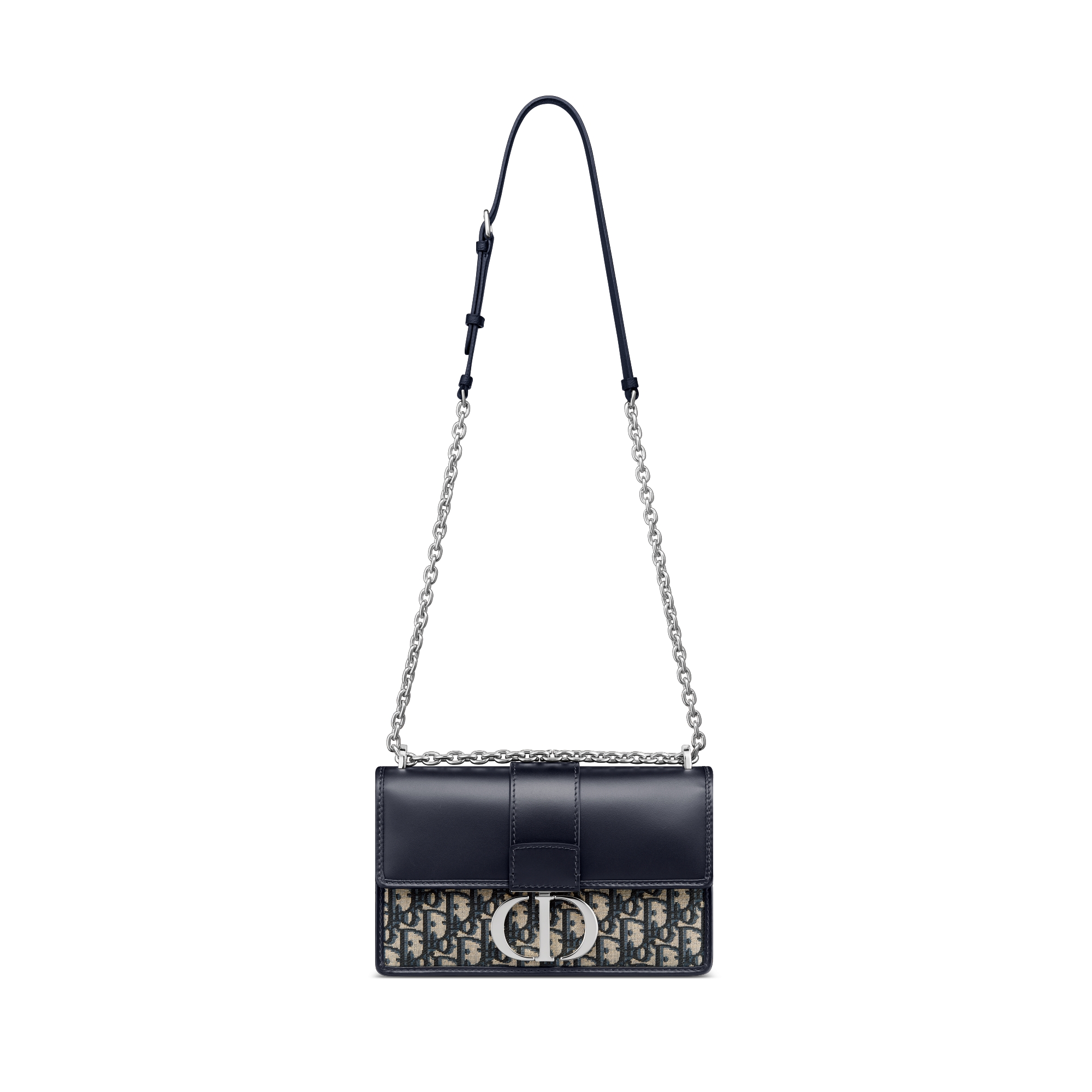 30 Montaigne Chain Bag Blue Dior Oblique Jacquard and Smooth Calfskin E07