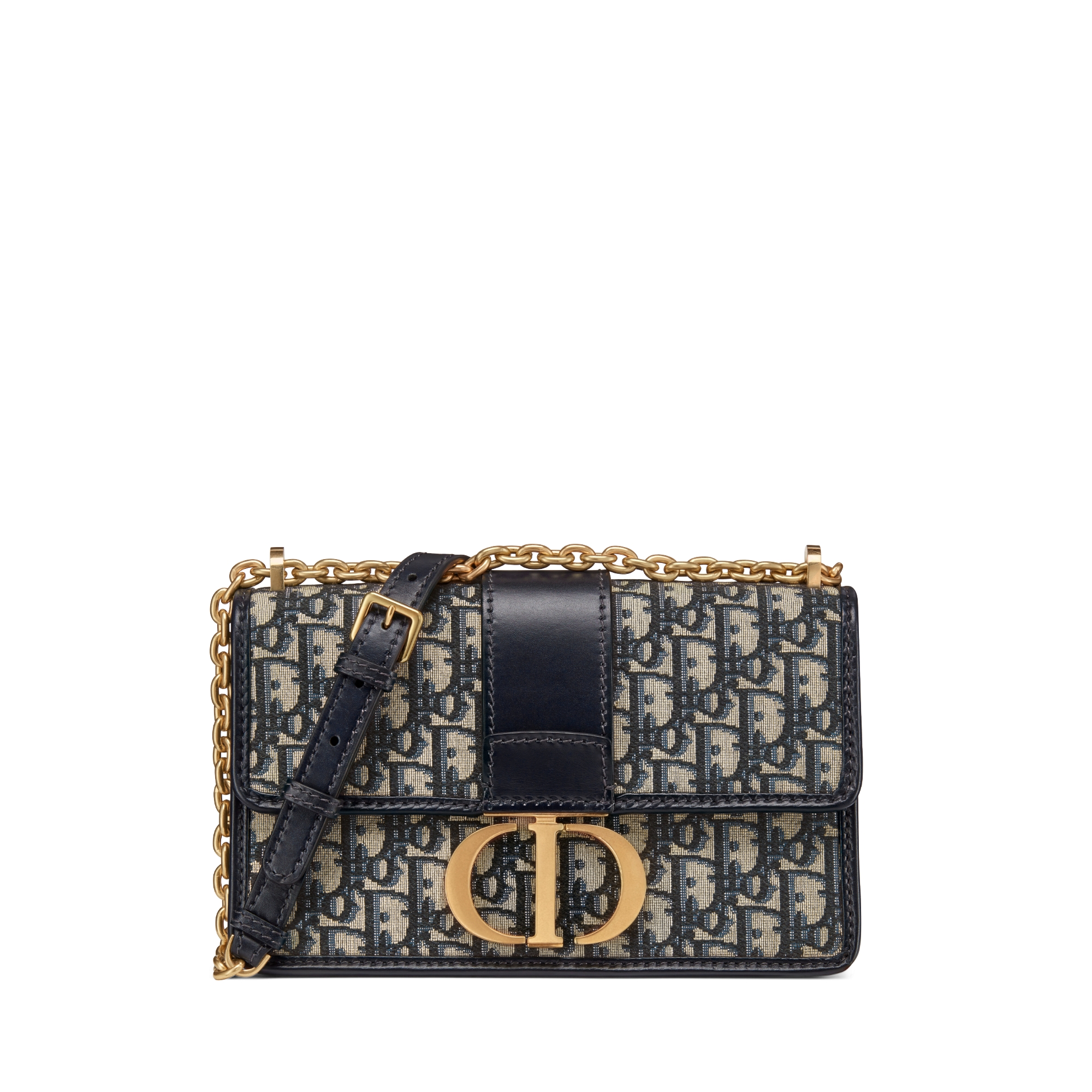 30 Montaigne Chain Bag Blue Dior Oblique Jacquard E01