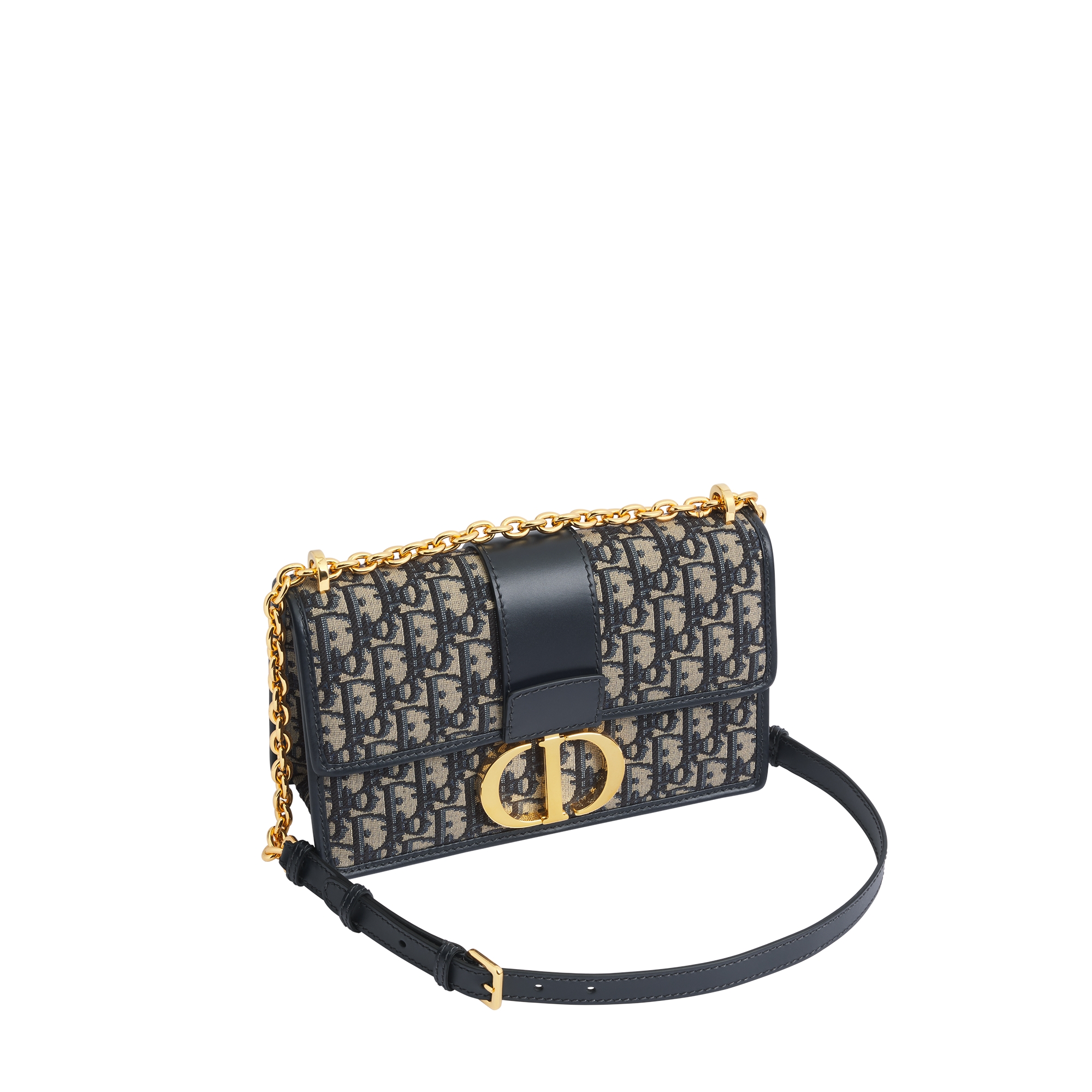 30 Montaigne Chain Bag Blue Dior Oblique Jacquard E03