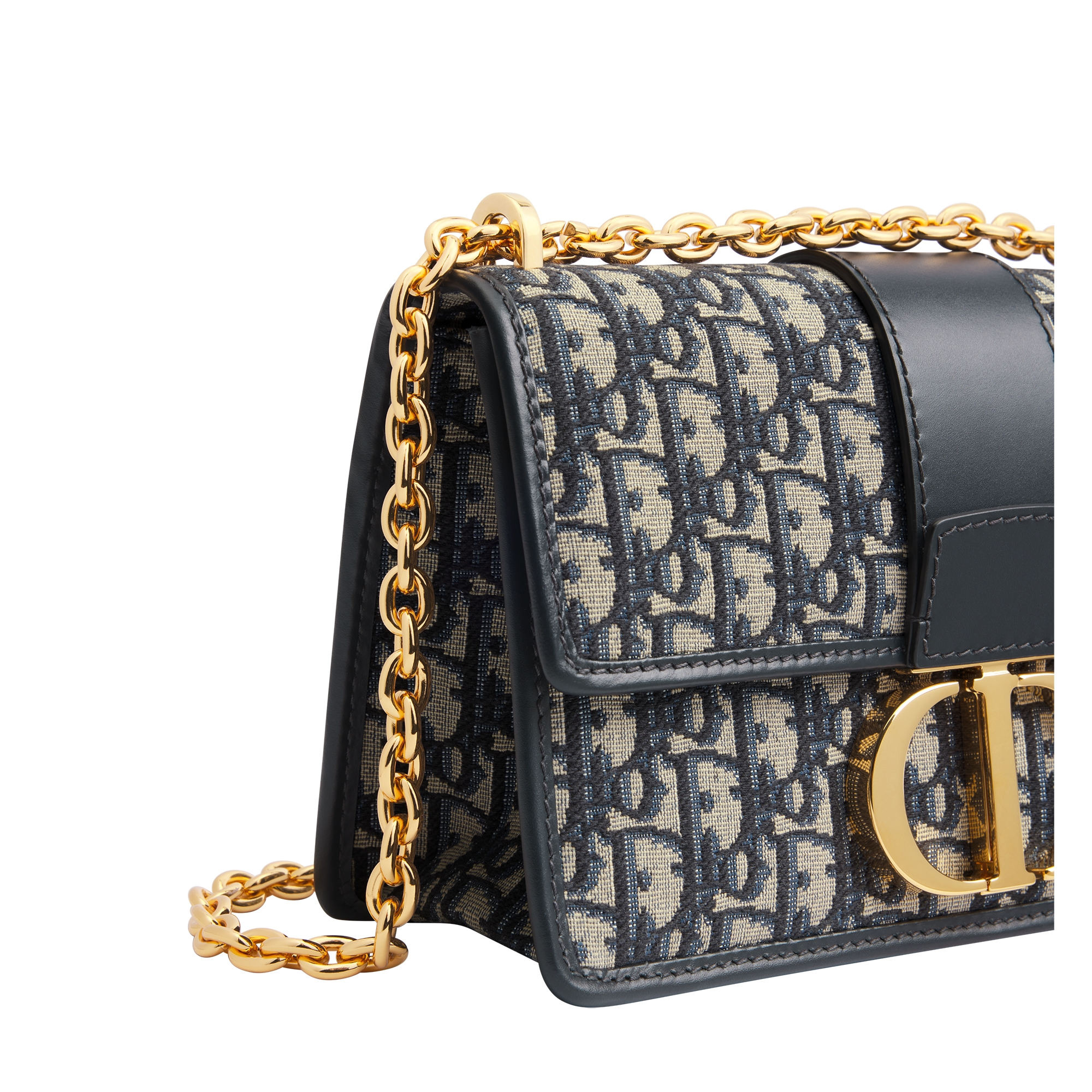 30 Montaigne Chain Bag Blue Dior Oblique Jacquard E09