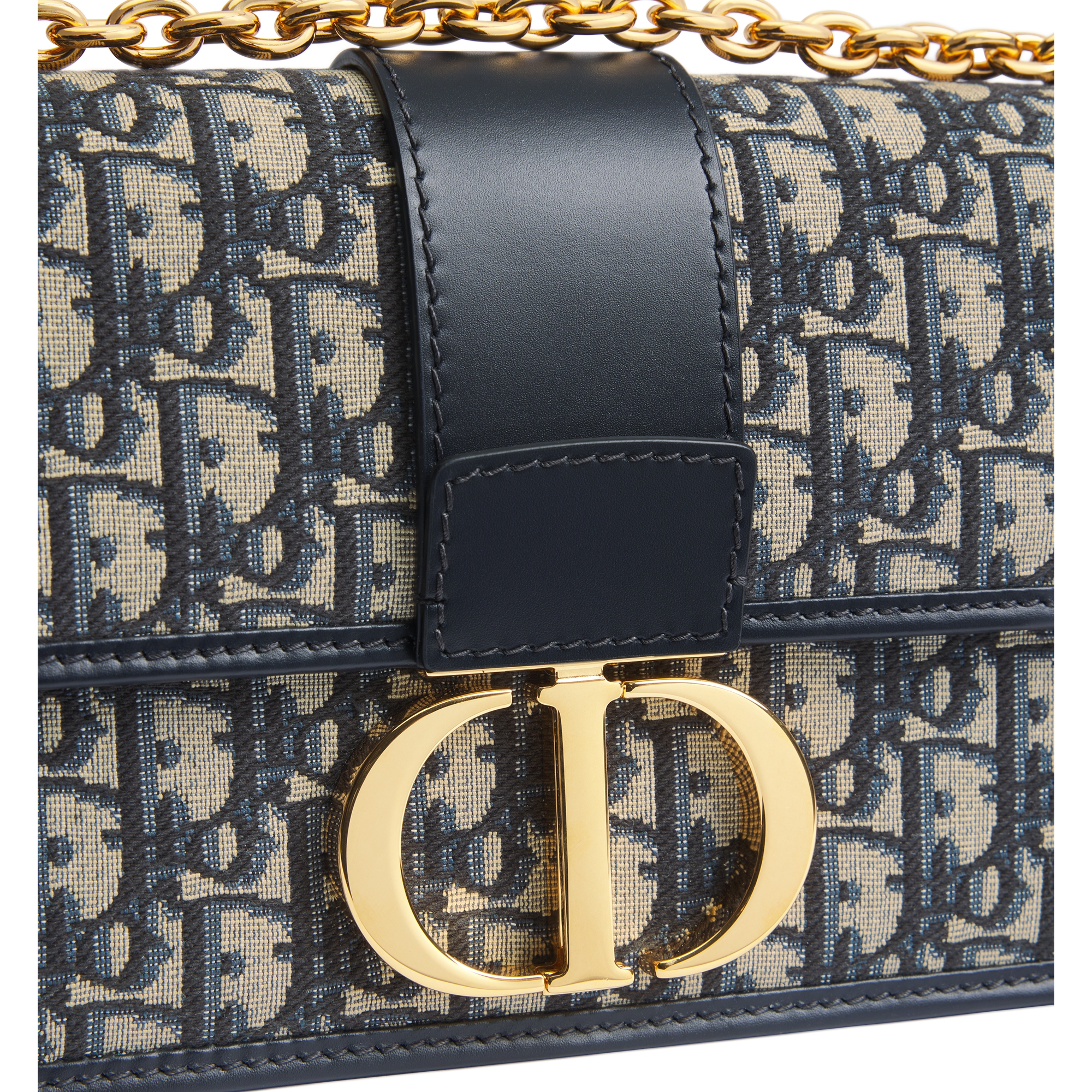 30 Montaigne Chain Bag Blue Dior Oblique Jacquard E10