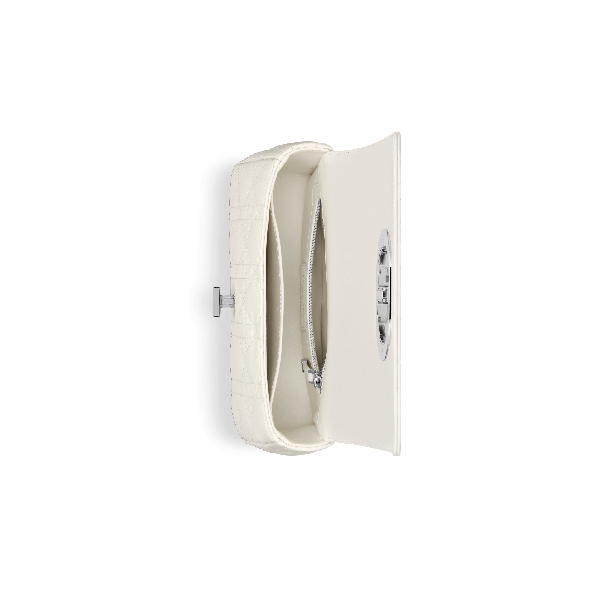 Dior Caro 小型包款 奶白色柔軟 Cannage 籐格紋小牛皮 E06