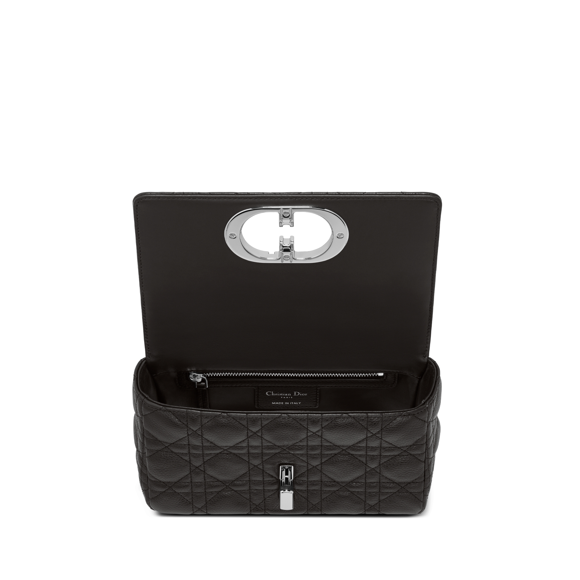 Borsa piccola Dior Caro Pelle di vitello morbida Cannage nera E06